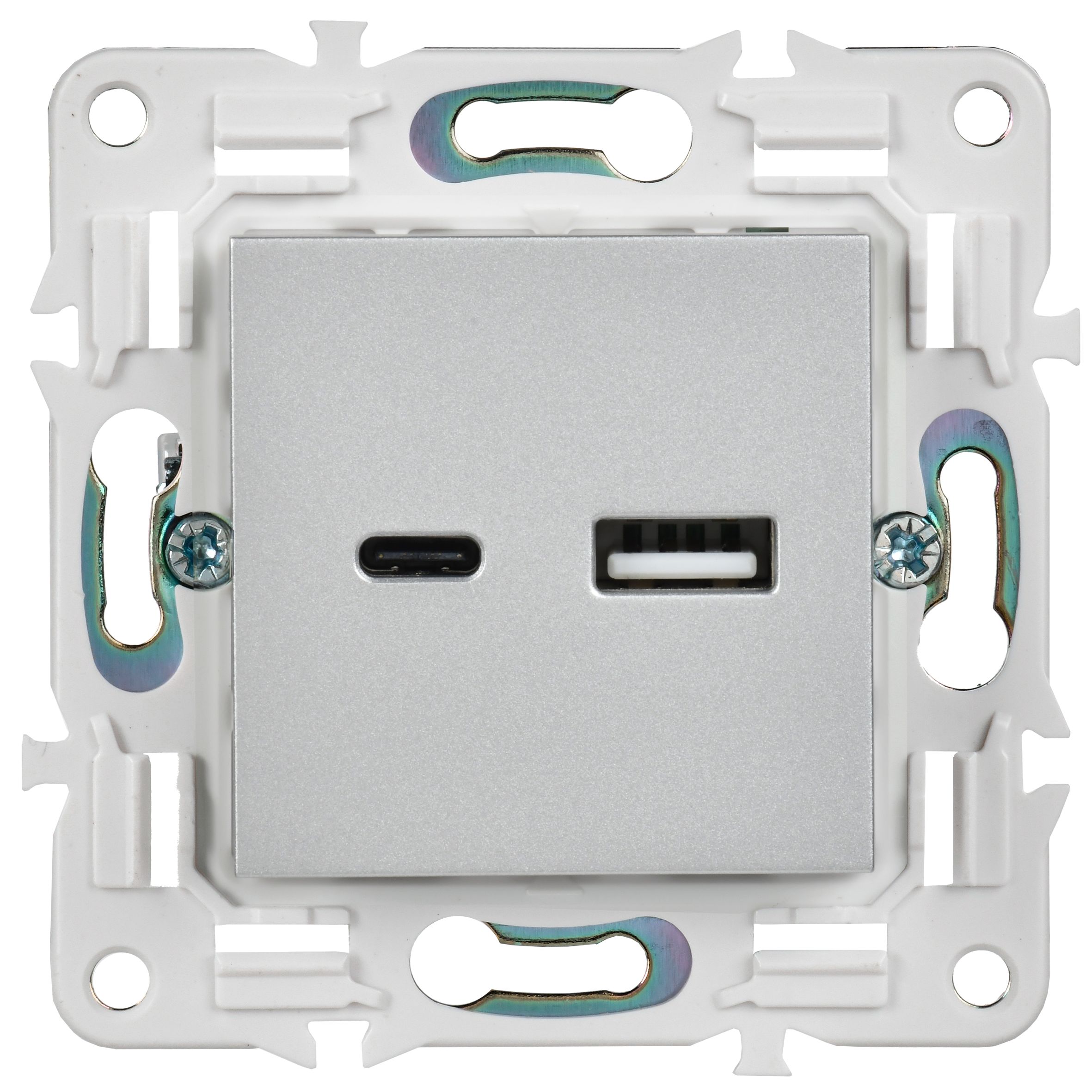 SKANDY Розетка USB A+C 3,1А SK-R14S серебряный IEK — фото