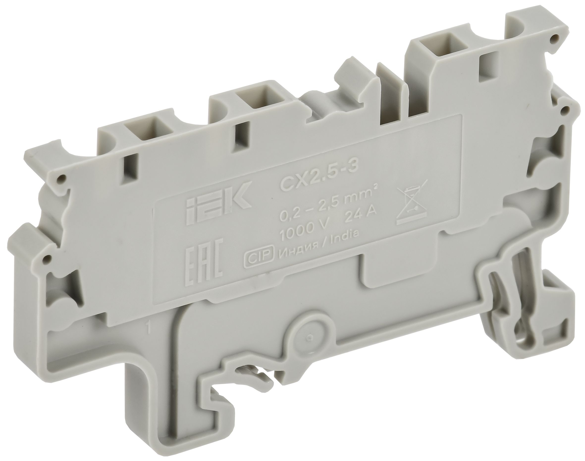 ARMAFIX Клемма пружинная CX2.5-3 2,5мм2 трехконтактная серая IEK — фото