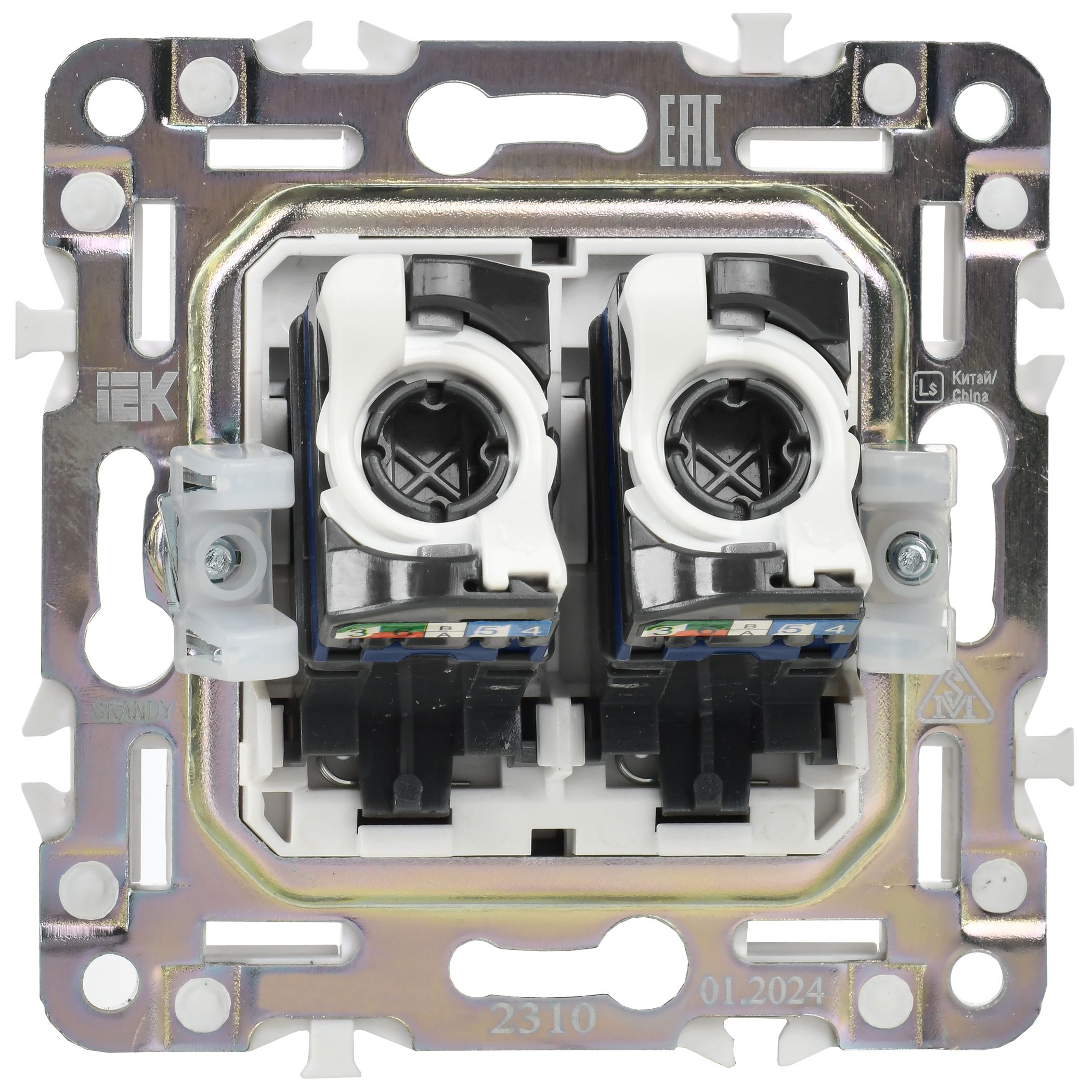 SKANDY Розетка компьютерная двойная RJ45 кат.6 SK-K04N металл никель IEK — фото