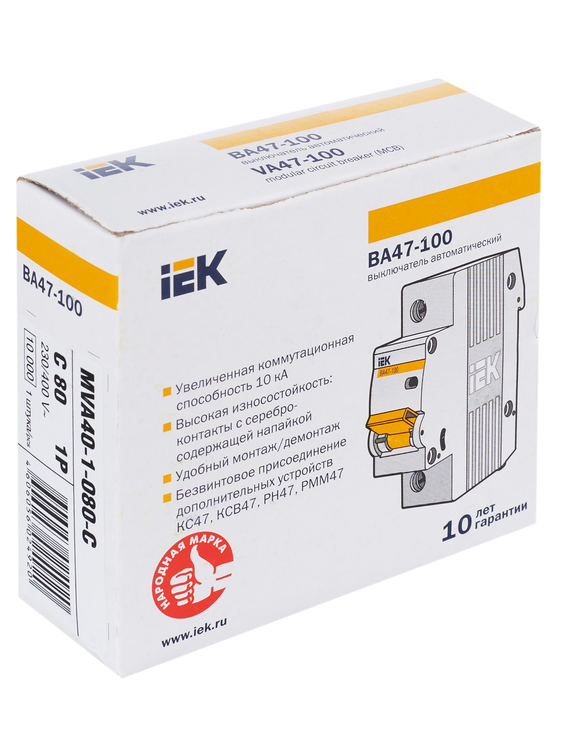 KARAT Автоматический выключатель ВА47-100 1P C 80А 10кА IEK — фото