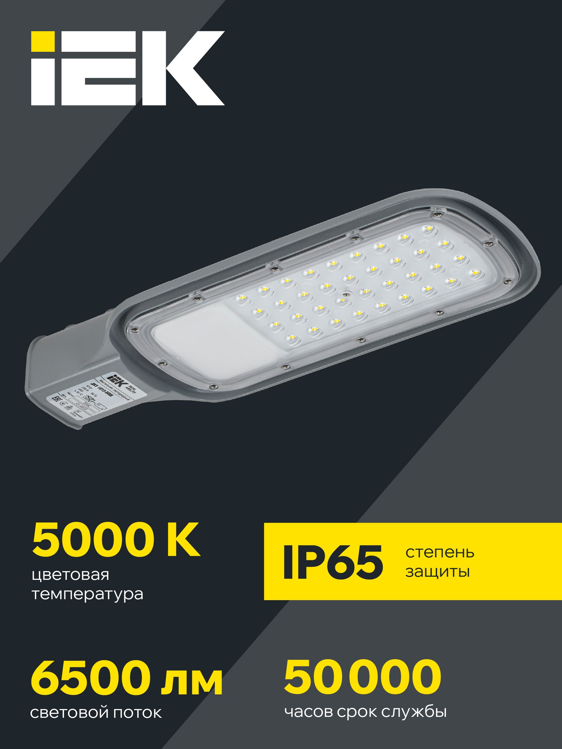 Светильник светодиодный консольный ДКУ 1012-50Ш 5000К IP65 серый IEK — фото