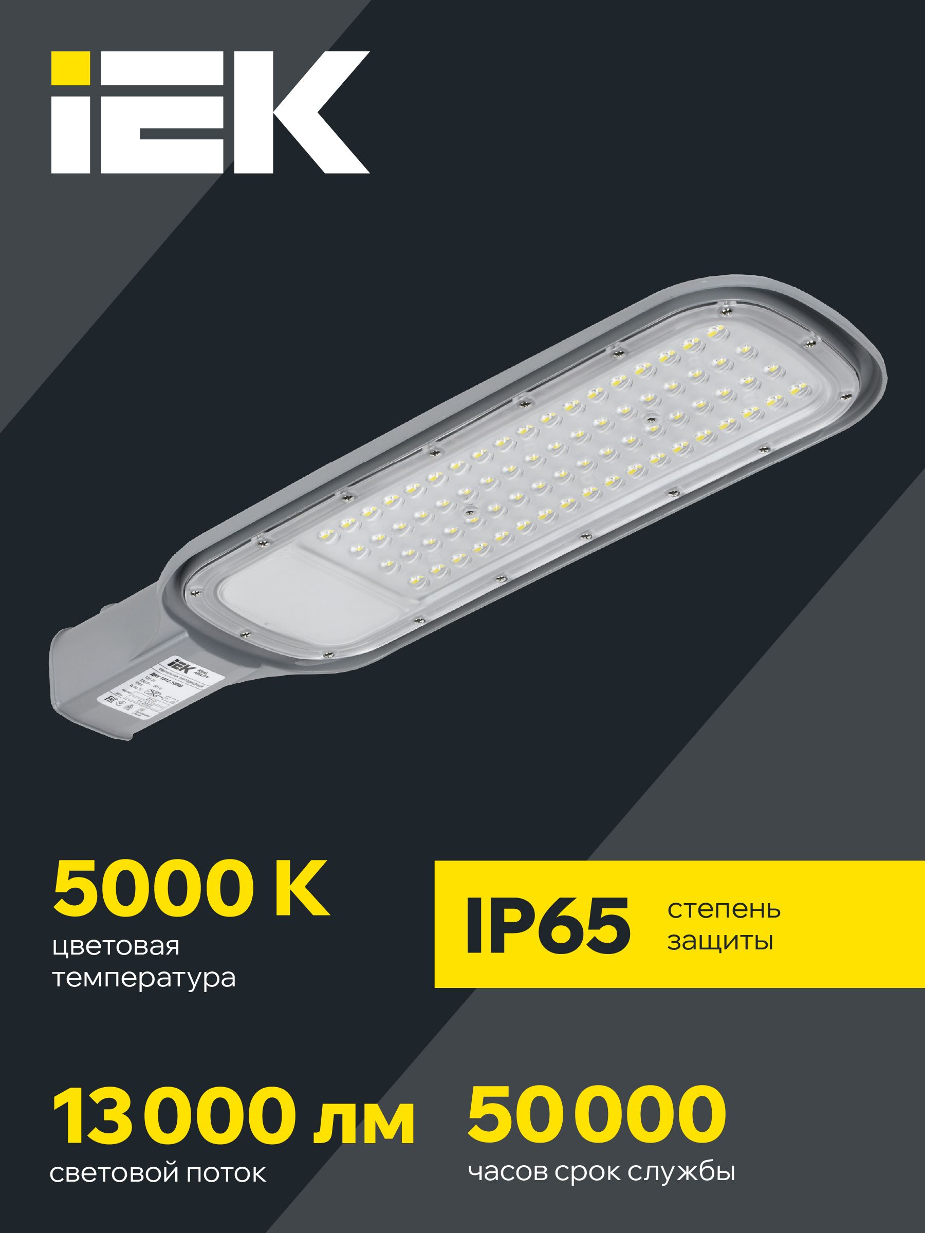 Светильник светодиодный консольный ДКУ 1012-100Ш 5000К IP65 серый IEK — фото