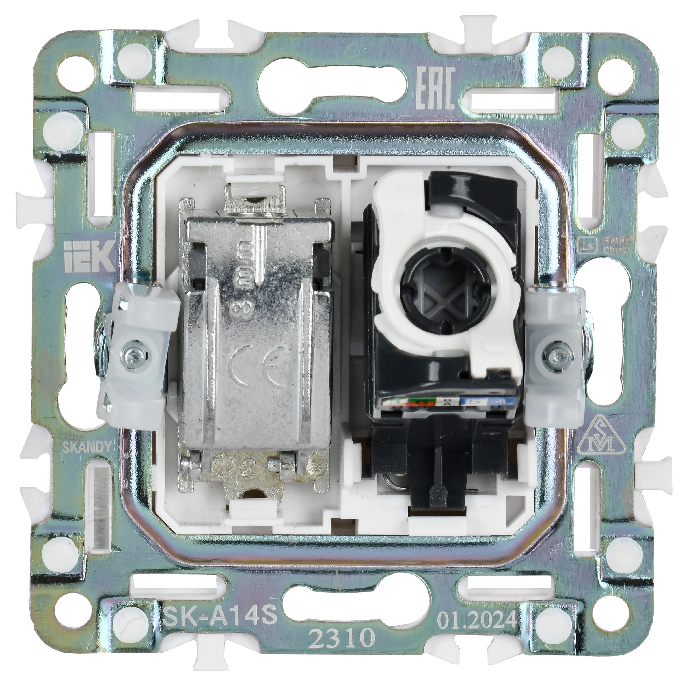 SKANDY Розетка двойная TV+RJ45 кат.5E SK-A14S серебряный IEK — фото