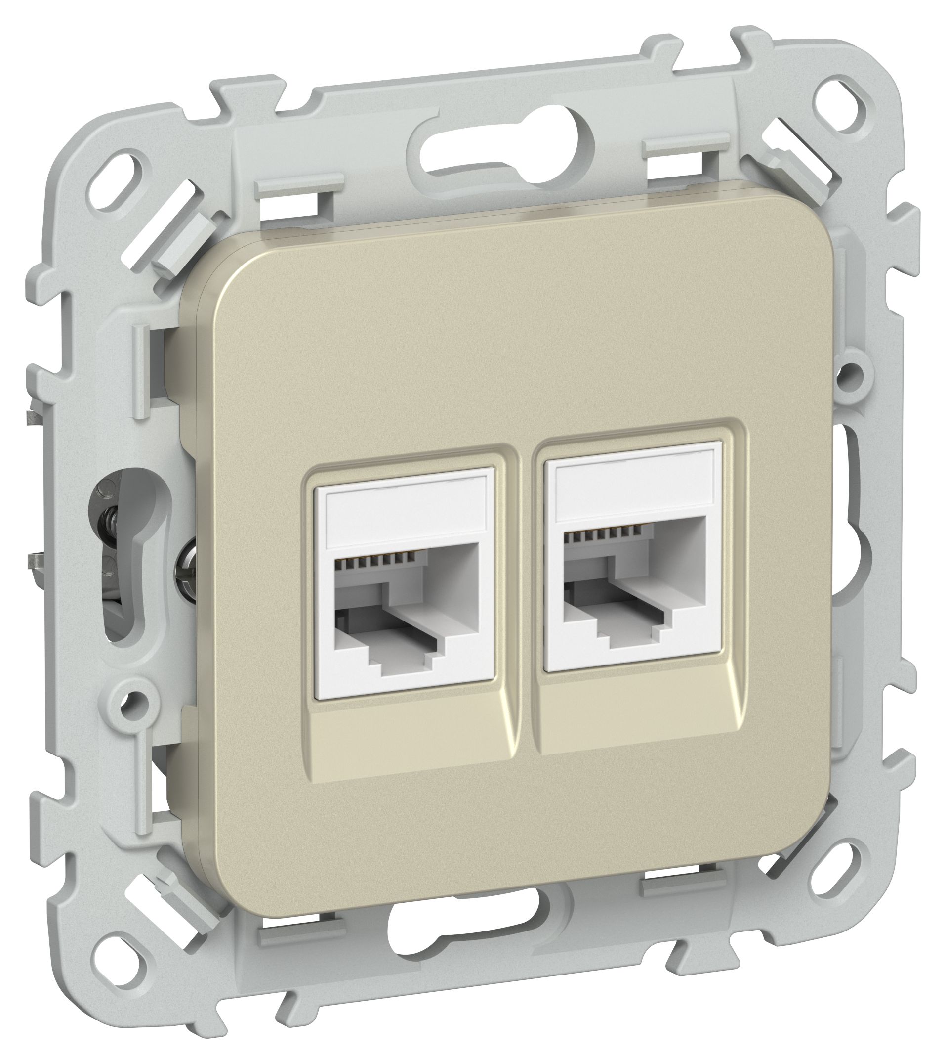 FLITE Розетка 2-местная компьютерная RJ45 категория 5Е UTP РК5е-2-0-ФлШ шампань IEK — фото