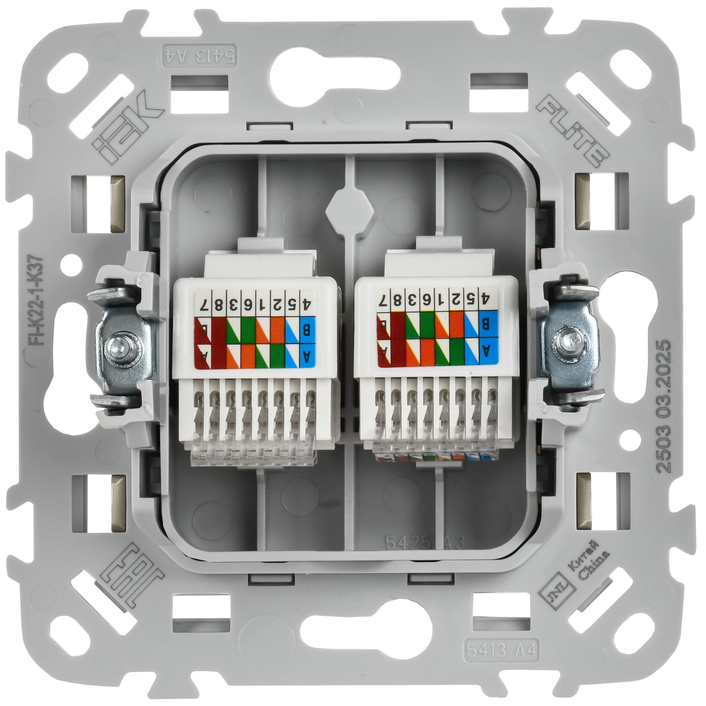 FLITE Розетка 2-местная компьютерная RJ45 категория 5Е UTP РК5е-2-0-ФлШ шампань IEK — фото