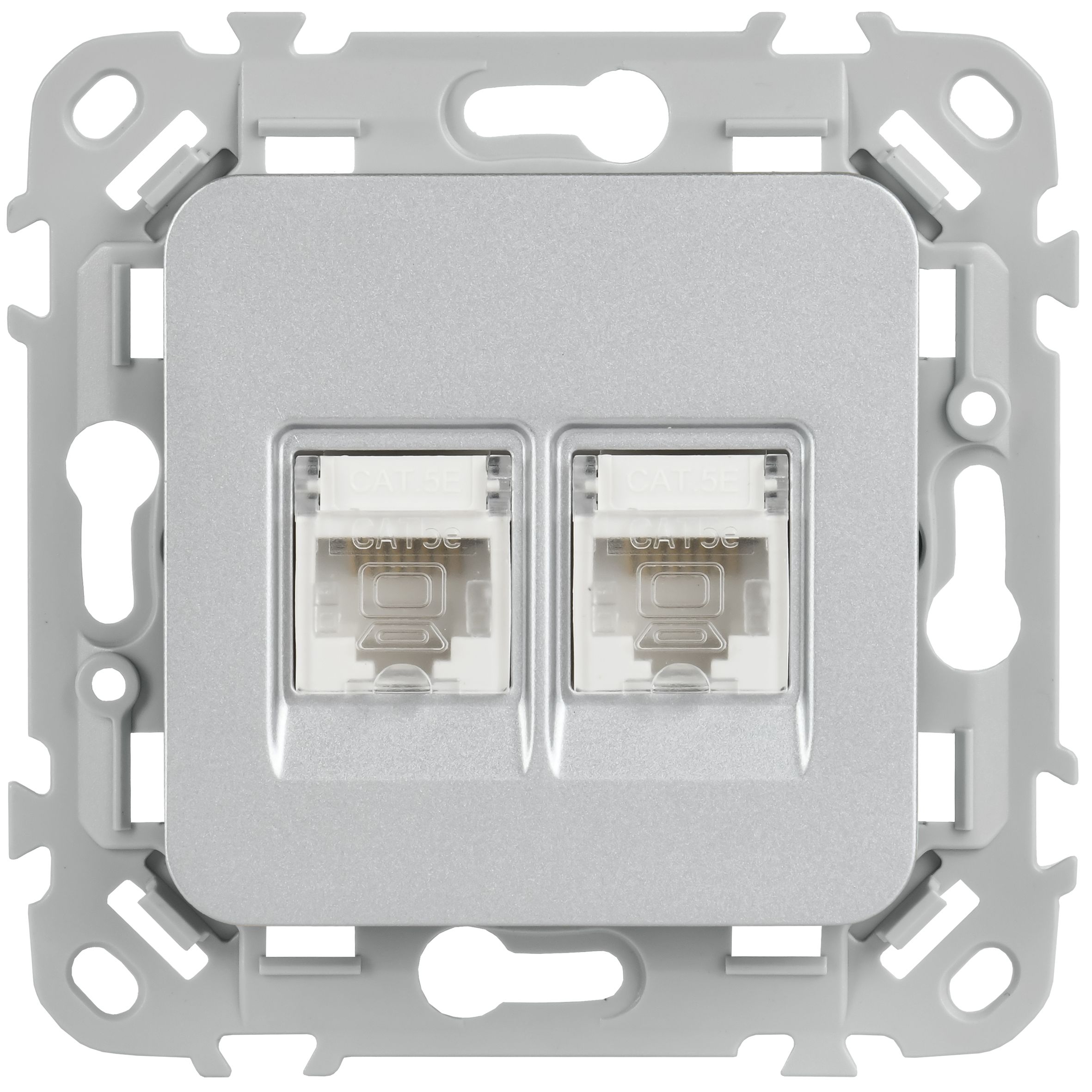 FLITE Розетка 2-местная компьютерная RJ45 категория 5Е UTP РК5е-2-0-ФлА алюминий IEK — фото