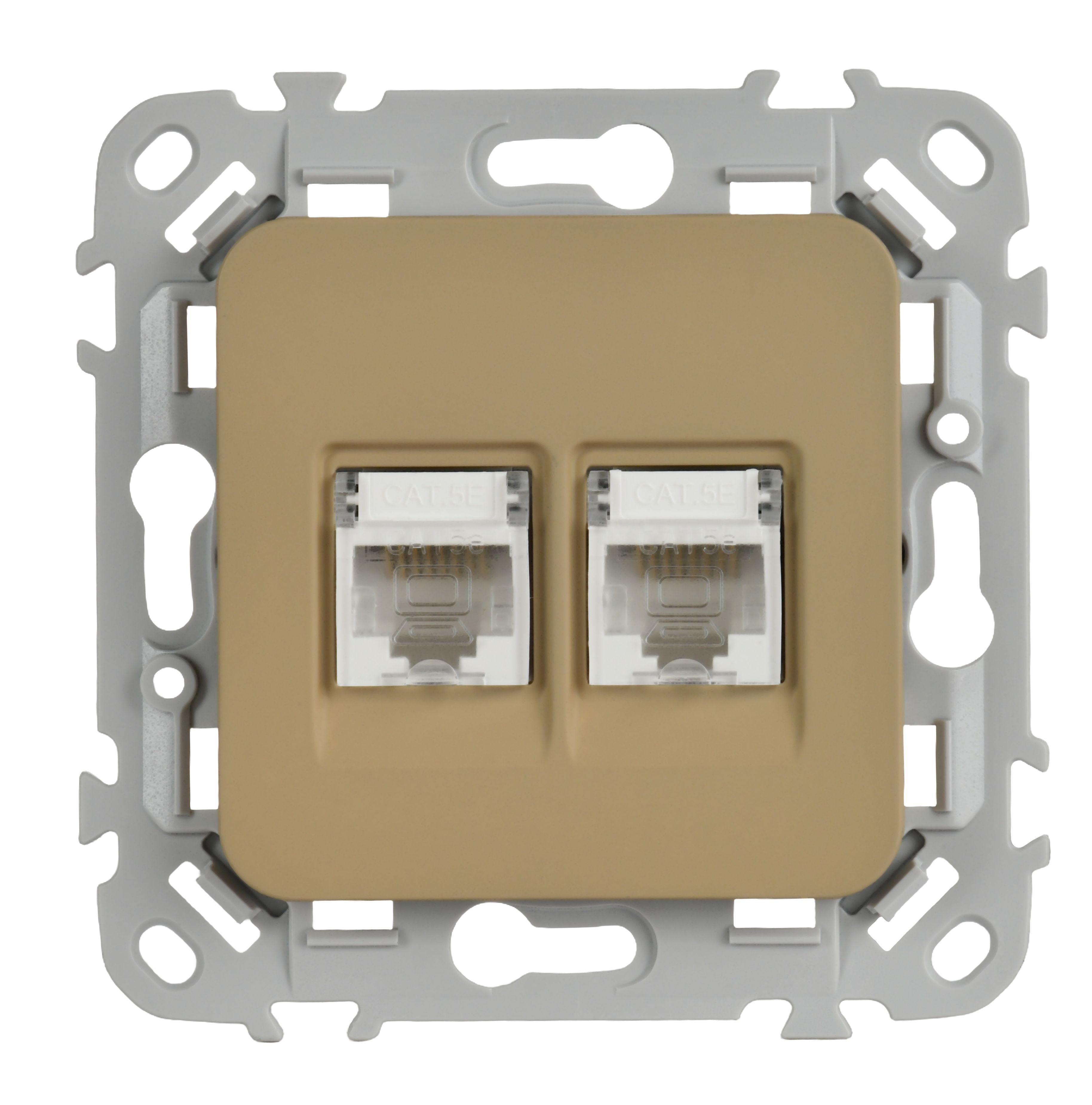 FLITE Розетка 2-местная компьютерная RJ45 категория 5Е UTP РК5е-2-0-ФлХ хаки IEK — фото
