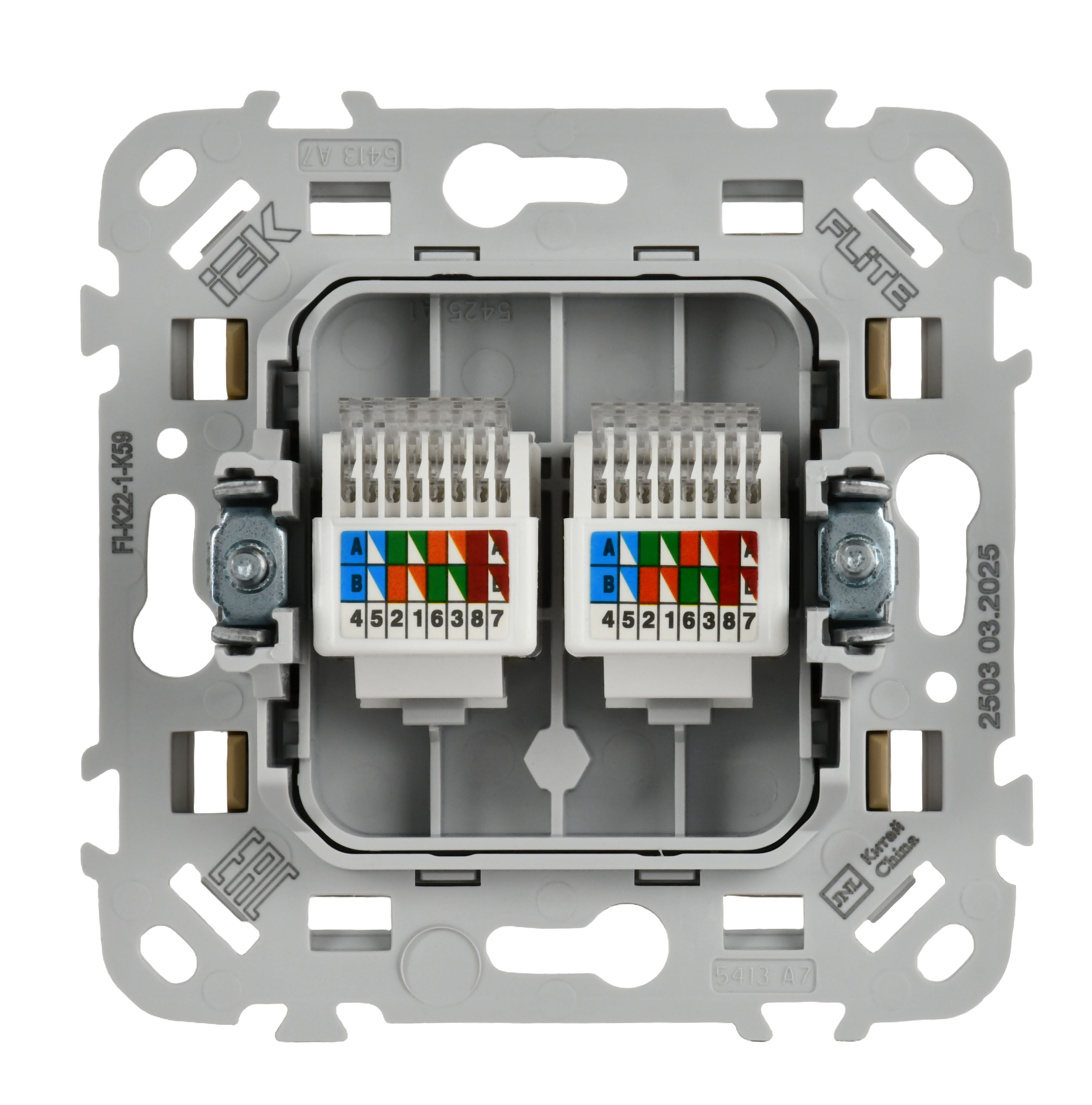 FLITE Розетка 2-местная компьютерная RJ45 категория 5Е UTP РК5е-2-0-ФлХ хаки IEK — фото