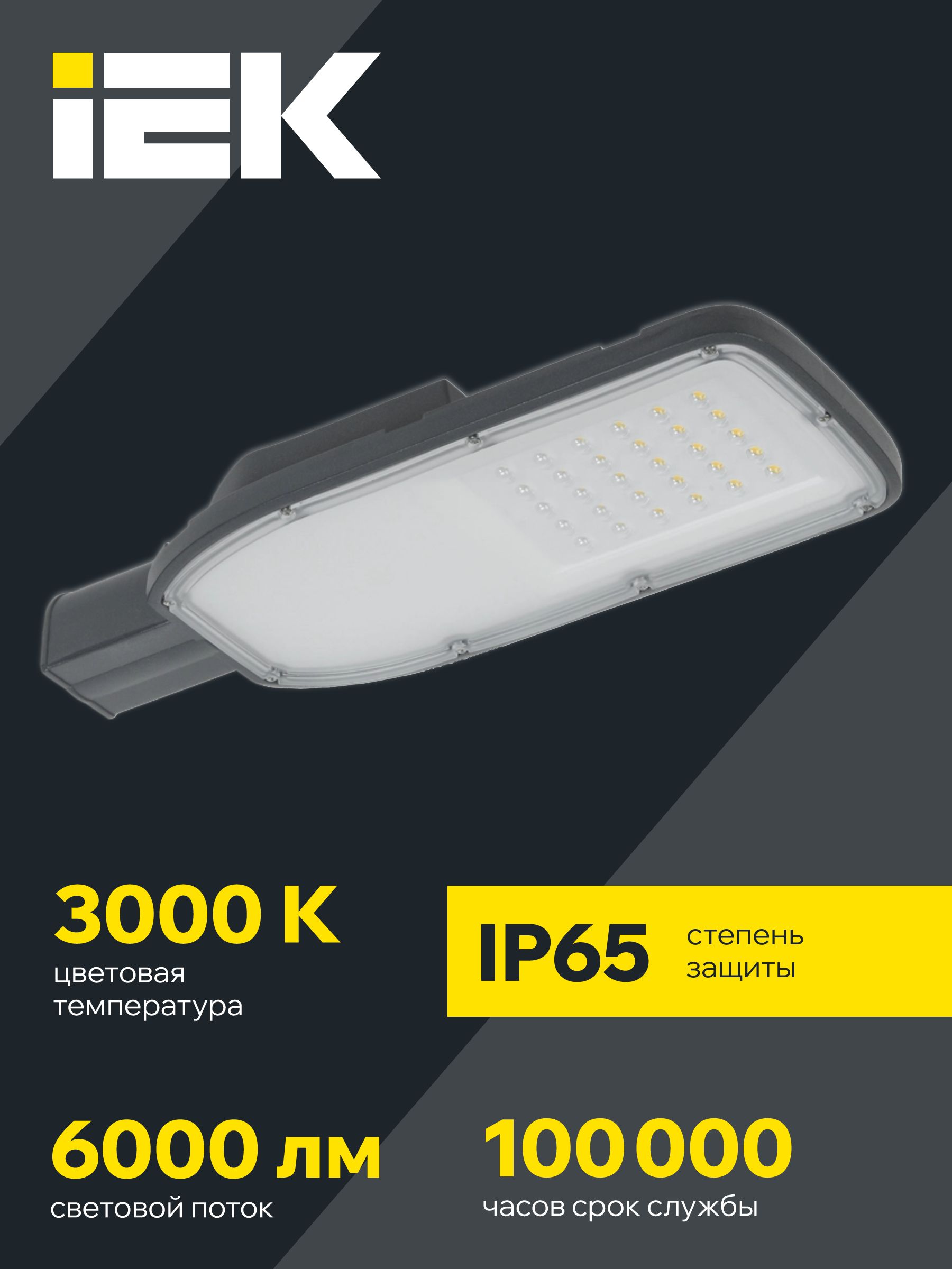 Светильник светодиодный консольный ДКУ 1004-50Ш 3000К IP65 серый IEK — фото