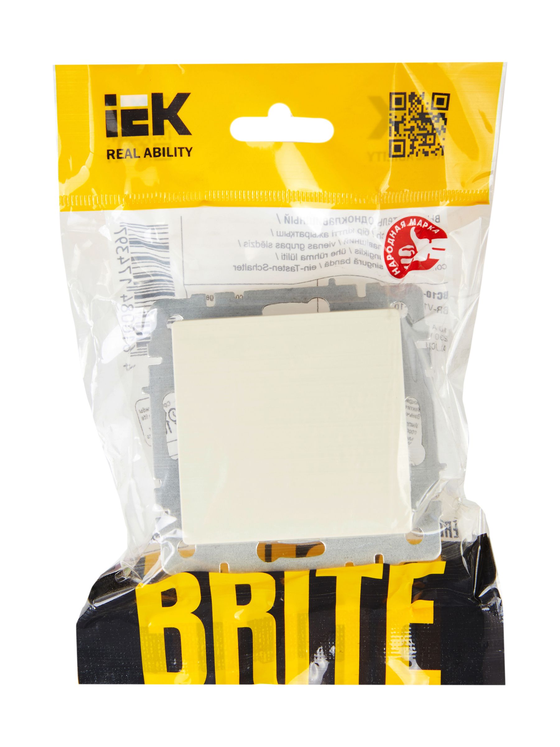 BRITE Выключатель 1-клавишный 10А ВС10-1-0-БрКр бежевый IEK — фото