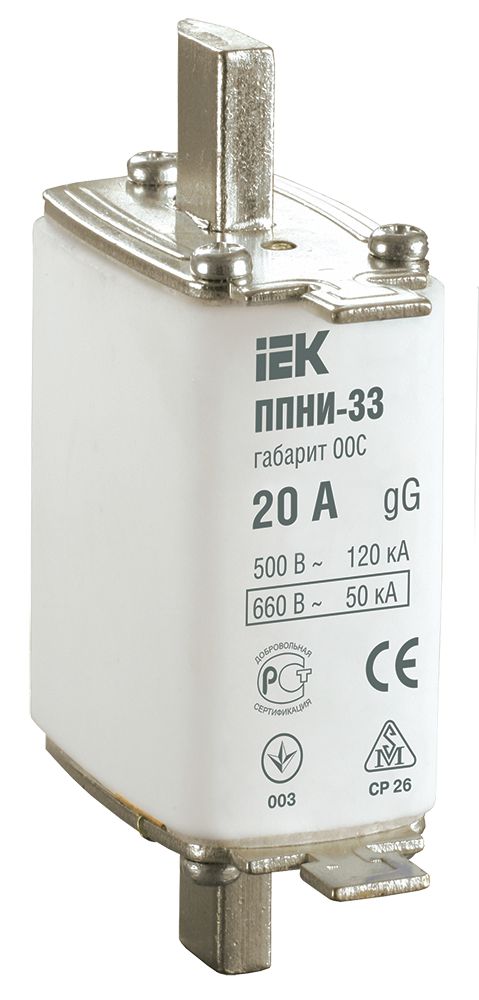 Плавкая вставка предохранителя ППНИ-33 габарит 00С 20А IEK