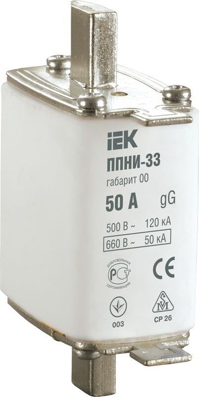 Плавкая вставка предохранителя ППНИ-33 габарит 00 50А IEK