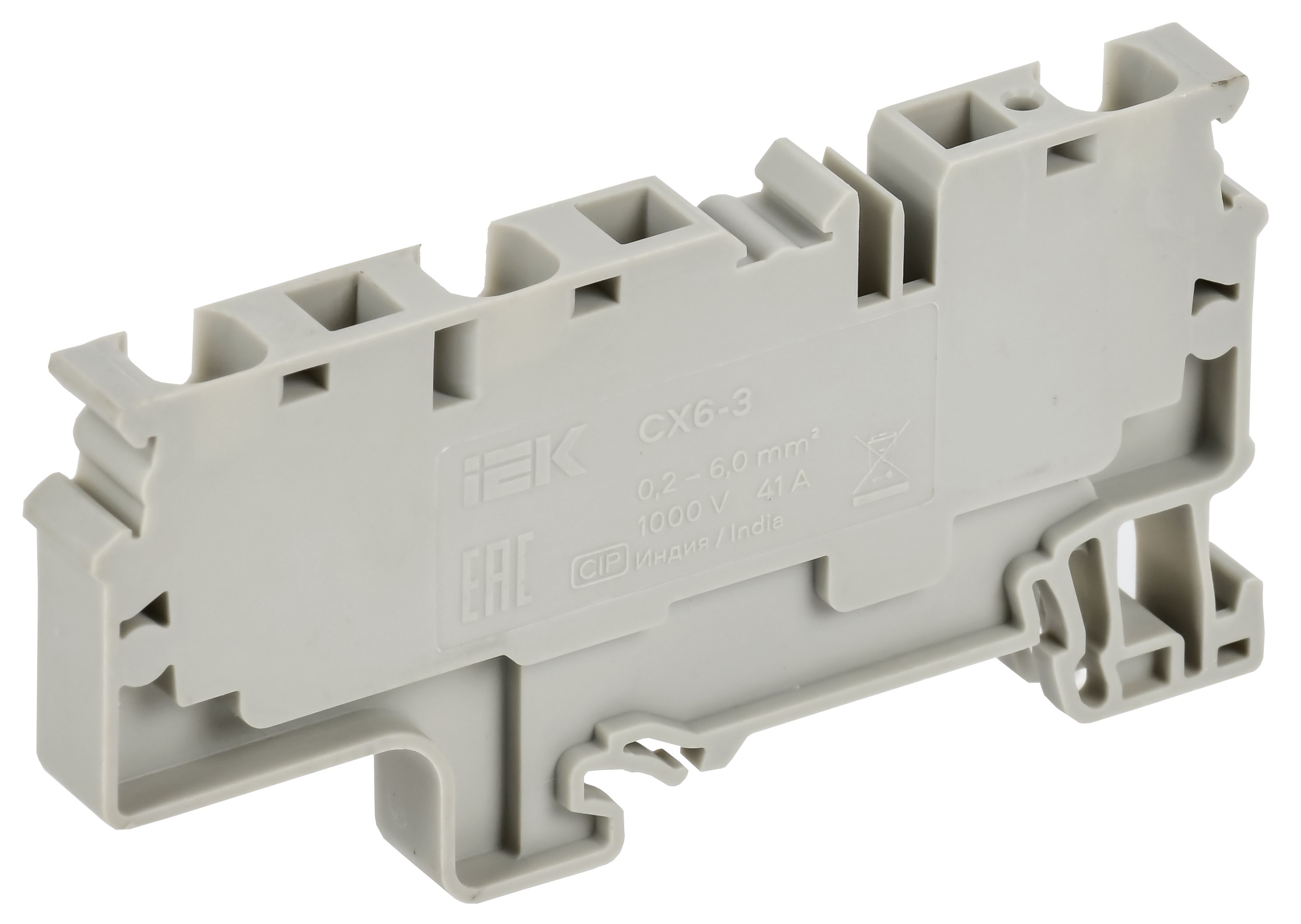 ARMAFIX Клемма пружинная CX6-3 6мм2 трехконтактная серая IEK — фото