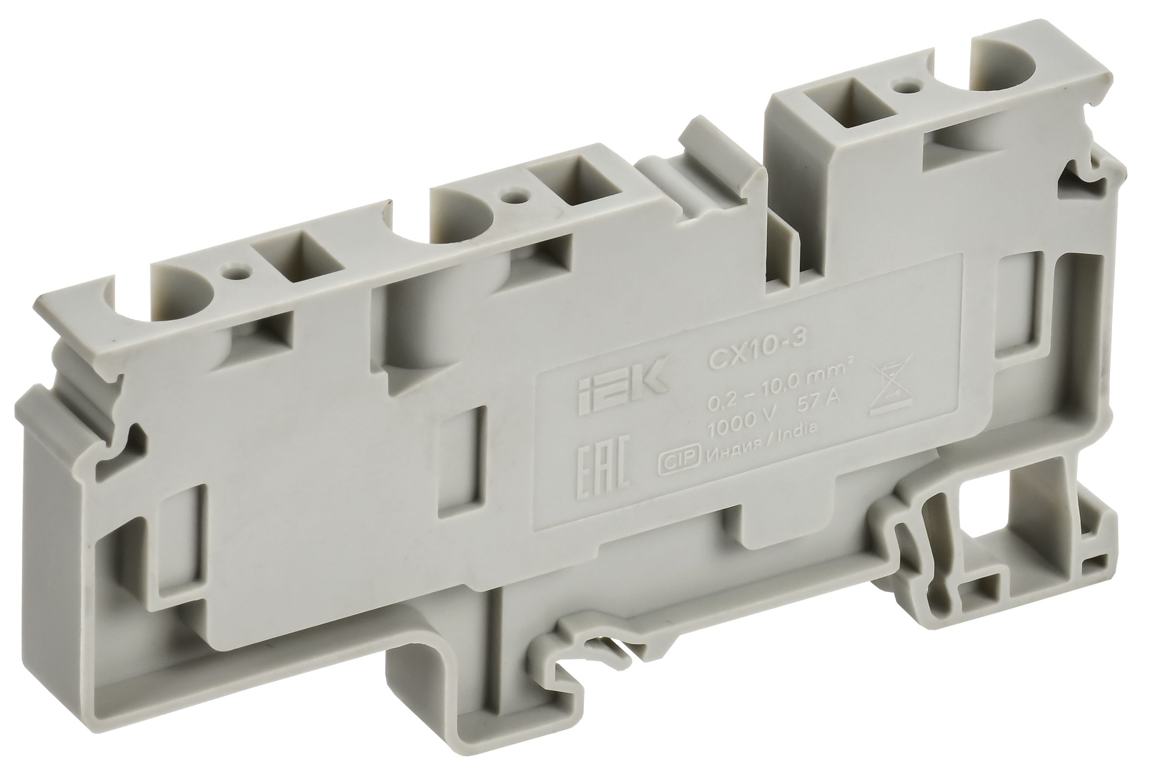 ARMAFIX Клемма пружинная CX10-3 10мм2 трехконтактная серая IEK — фото