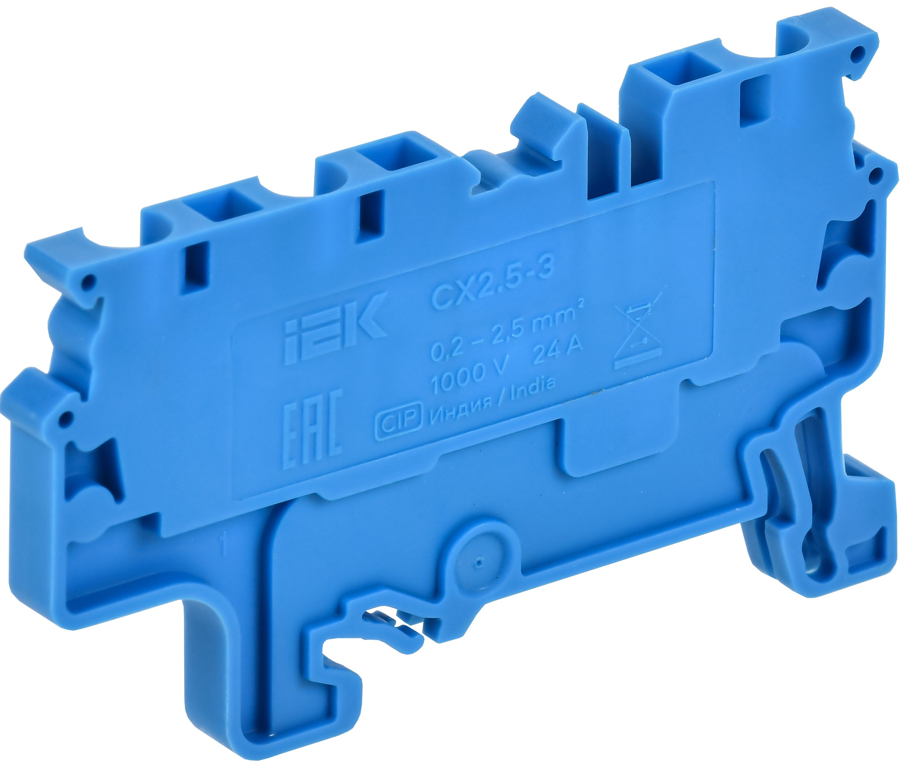 ARMAFIX Клемма пружинная CX2.5-3 BU 2,5мм2 трехконтактная синяя IEK — фото