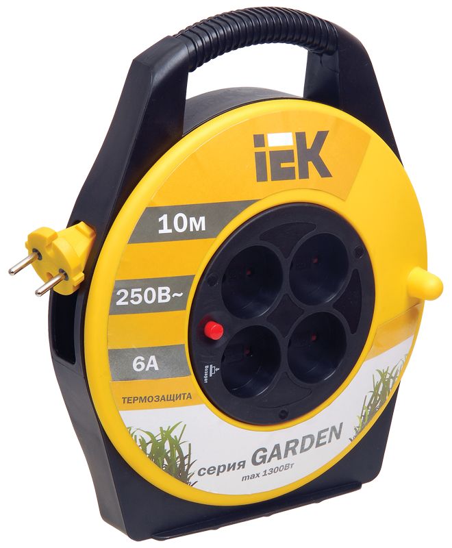 GARDEN Катушка УК10 4 места без заземления с термозащитой 2х0,75мм2 10м IEK