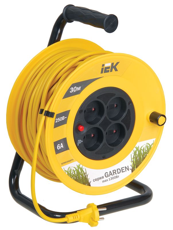 GARDEN Катушка УК30 4 места без заземления с термозащитой 2х0,75мм2 30м IEK