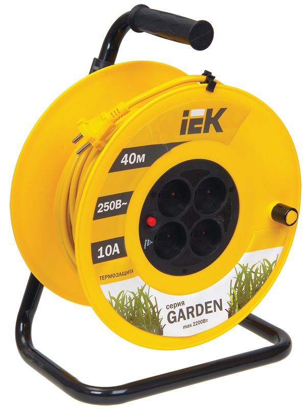 GARDEN Катушка УК40 4 места без заземления с термозащитой 2х1,0мм2 40м IEK