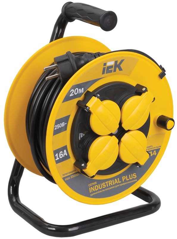 INDUSTRIAL PLUS Катушка УК20 4 места IP44 с заземлением с термозащитой 3х1,5мм2 20м IEK
