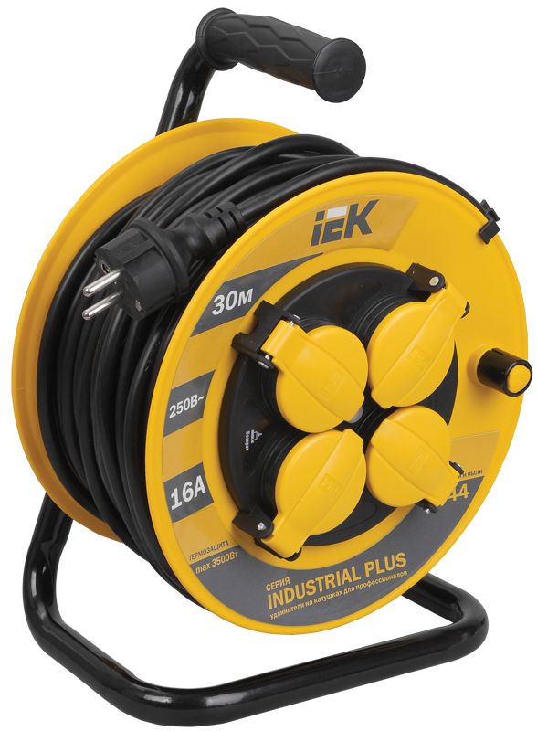 INDUSTRIAL PLUS Катушка УК30 4 места IP44 с заземлением с термозащитой 3х1,5мм2 30м IEK