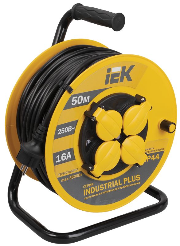 INDUSTRIAL PLUS Катушка УК50 4 места IP44 с заземлением с термозащитой 3х1,5мм2 50м IEK