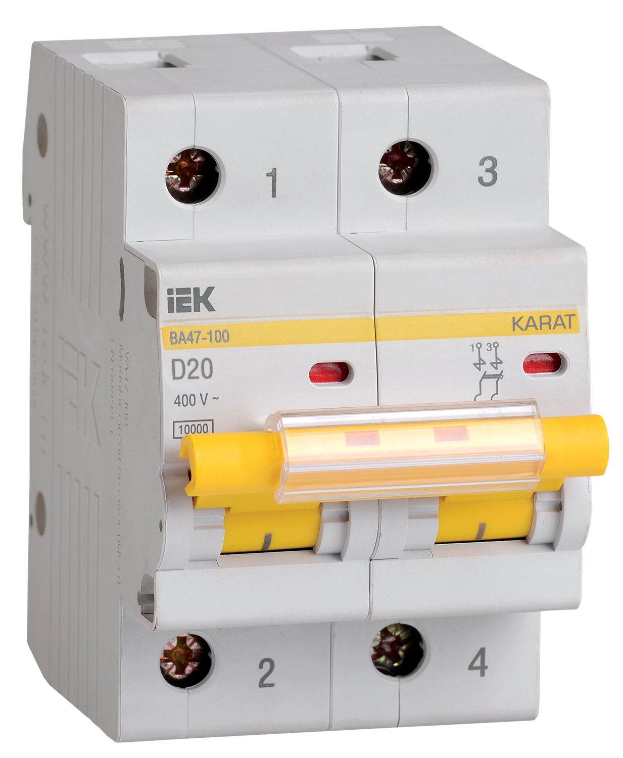 KARAT Автоматический выключатель ВА47-100 2P D 16А 10кА IEK