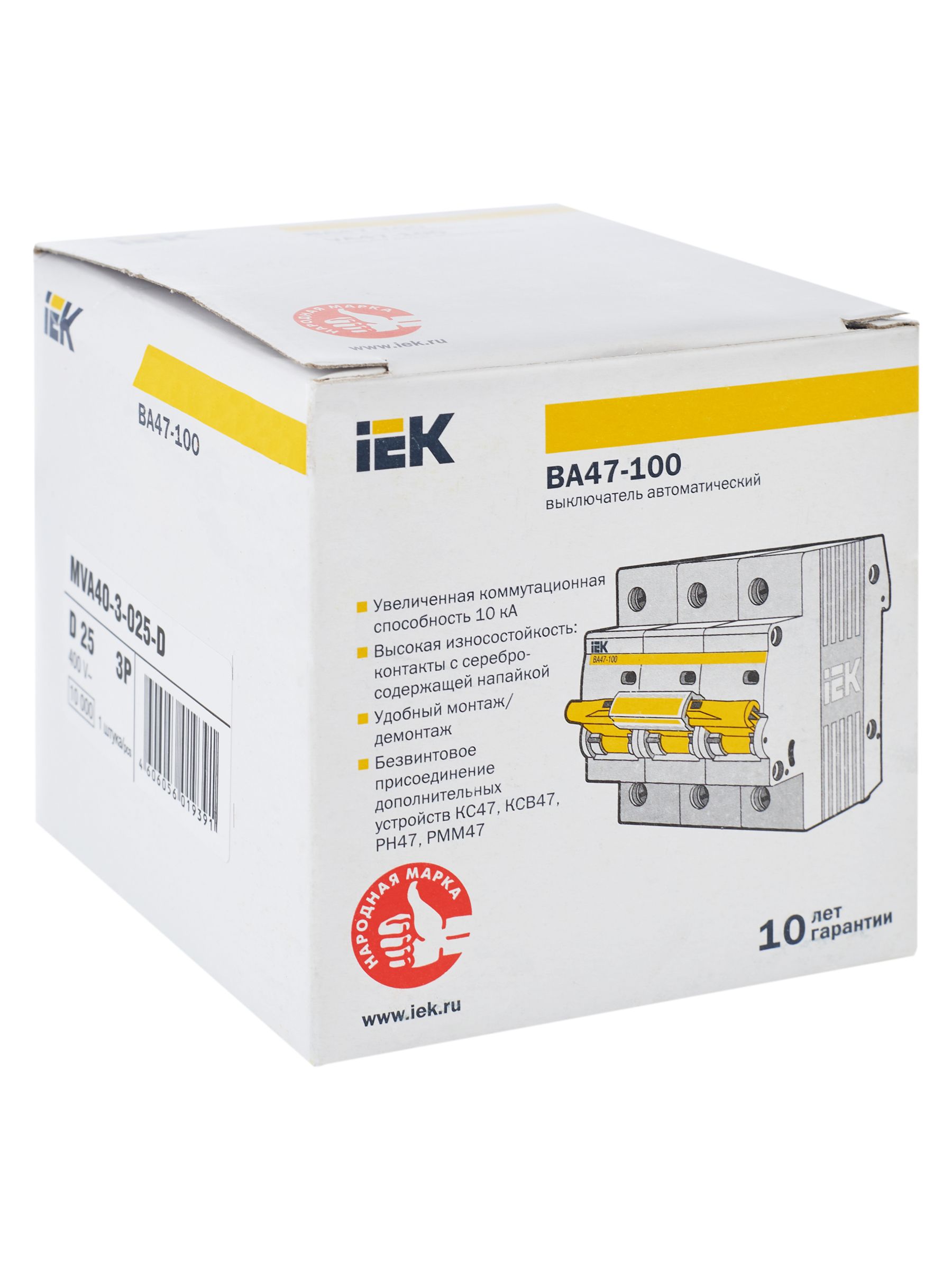 KARAT Автоматический выключатель ВА47-100 3P D 25А 10кА IEK — фото