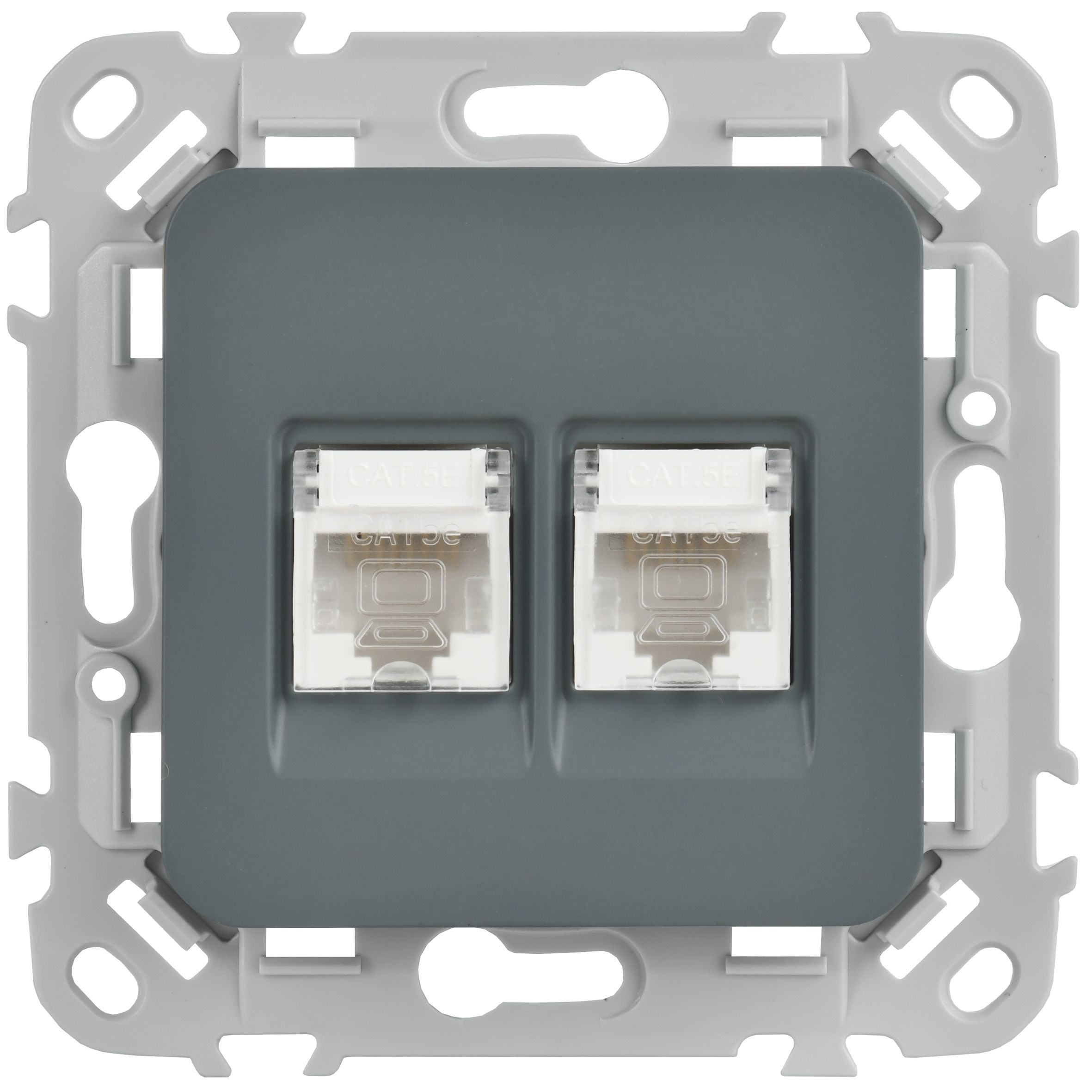 FLITE Розетка 2-местная компьютерная RJ45 категория 5Е UTP РК5е-2-0-ФлМА мокрый асфальт IEK — фото