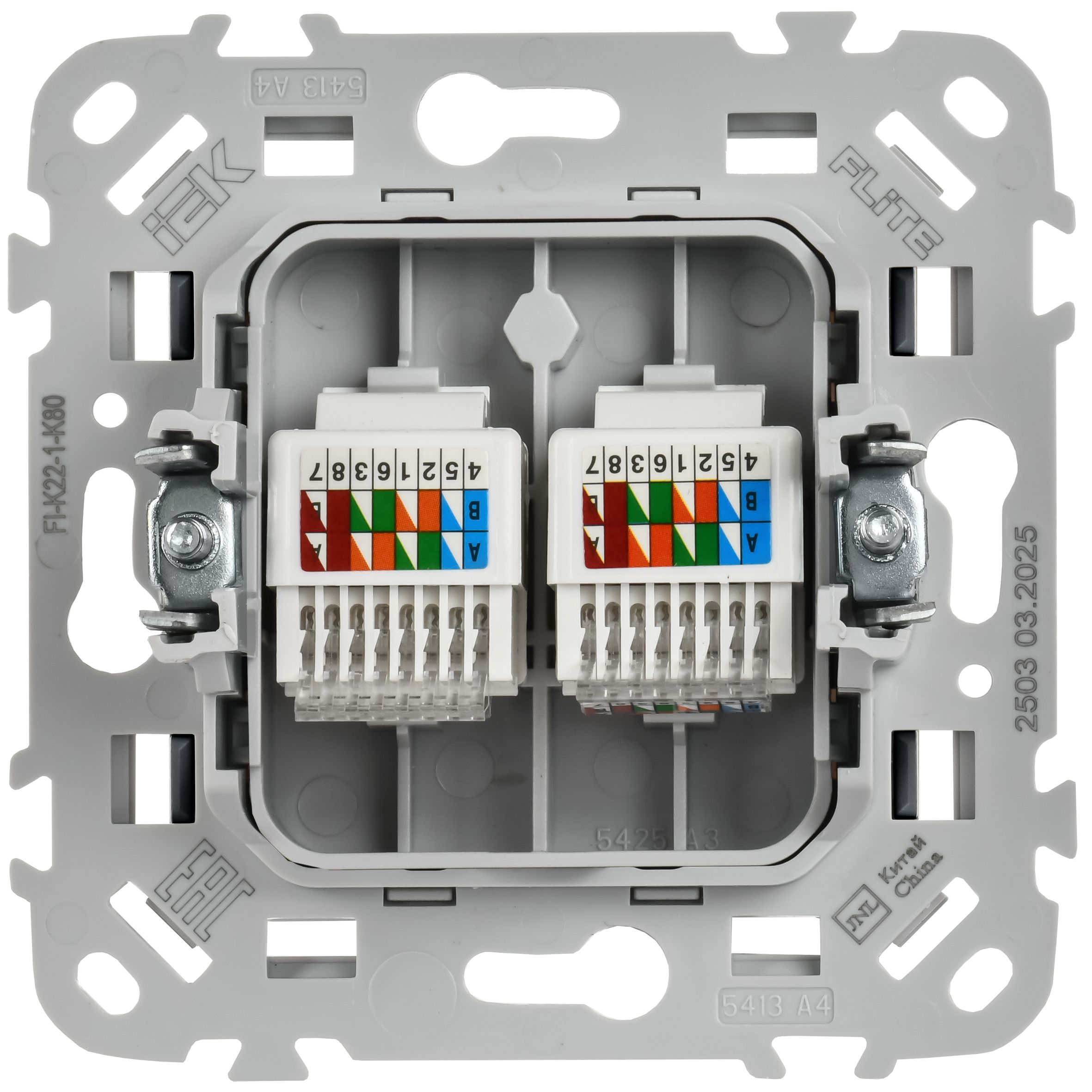 FLITE Розетка 2-местная компьютерная RJ45 категория 5Е UTP РК5е-2-0-ФлМА мокрый асфальт IEK — фото