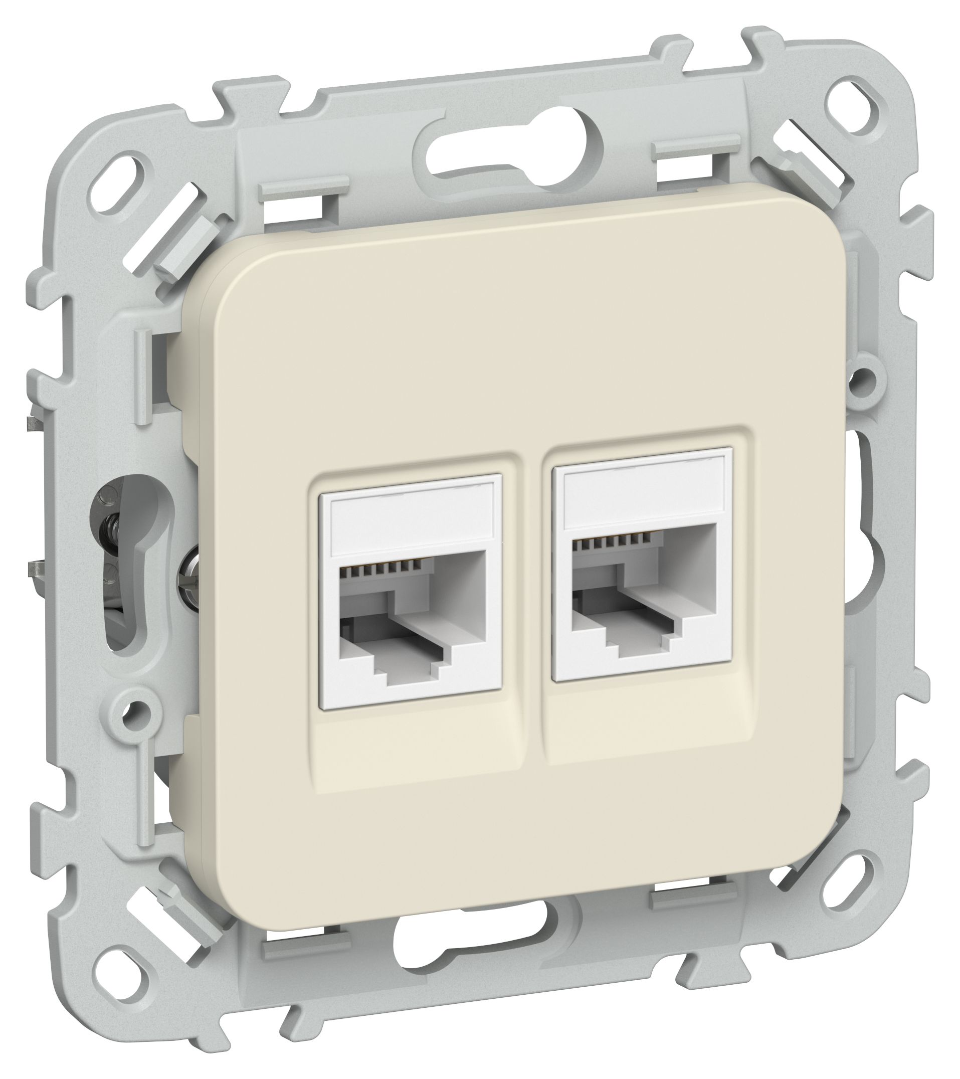 FLITE Розетка 2-местная компьютерная RJ45 категория 5Е UTP РК5е-2-0-ФлСл сливочный IEK — фото