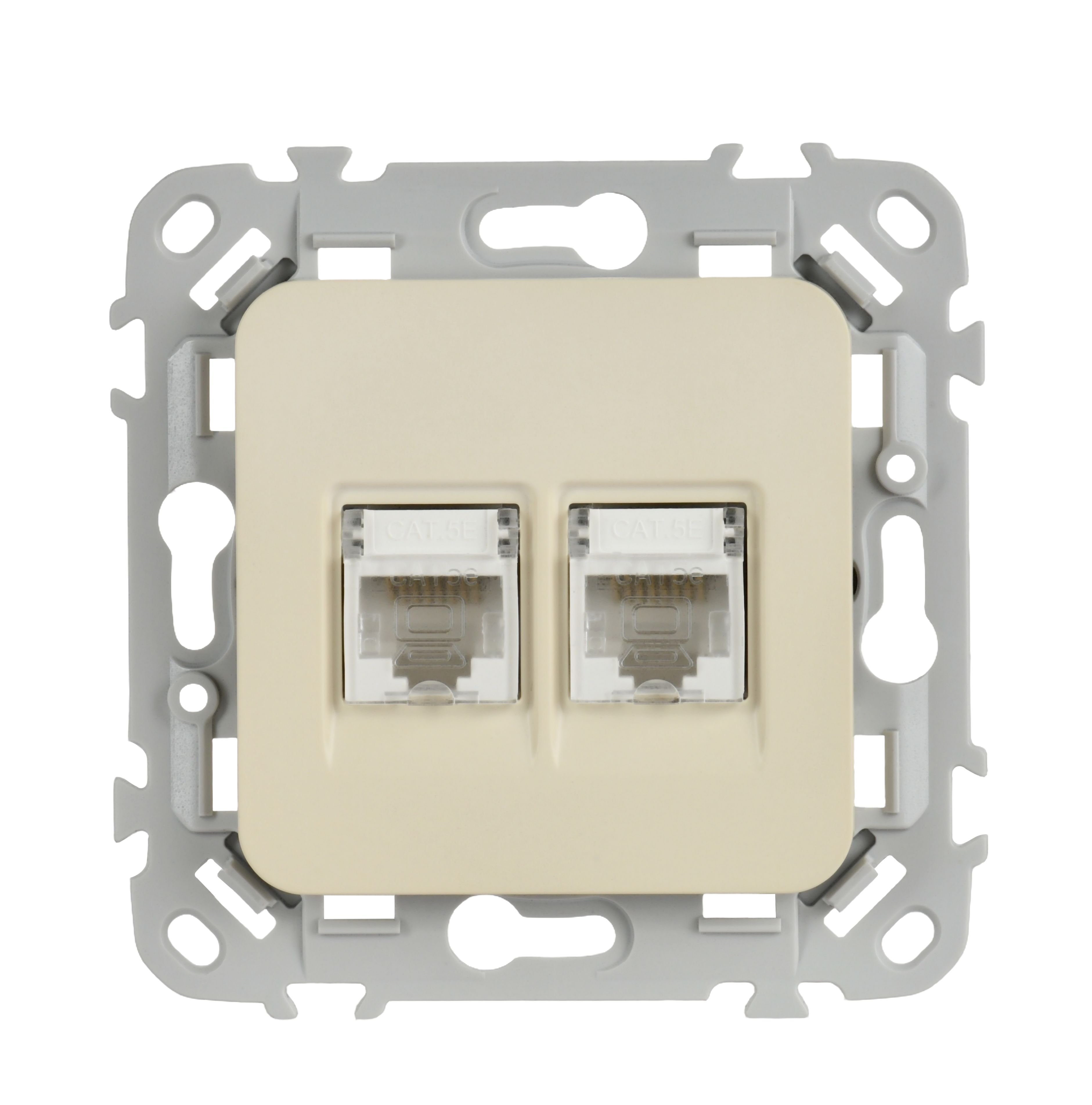FLITE Розетка 2-местная компьютерная RJ45 категория 5Е UTP РК5е-2-0-ФлСл сливочный IEK — фото