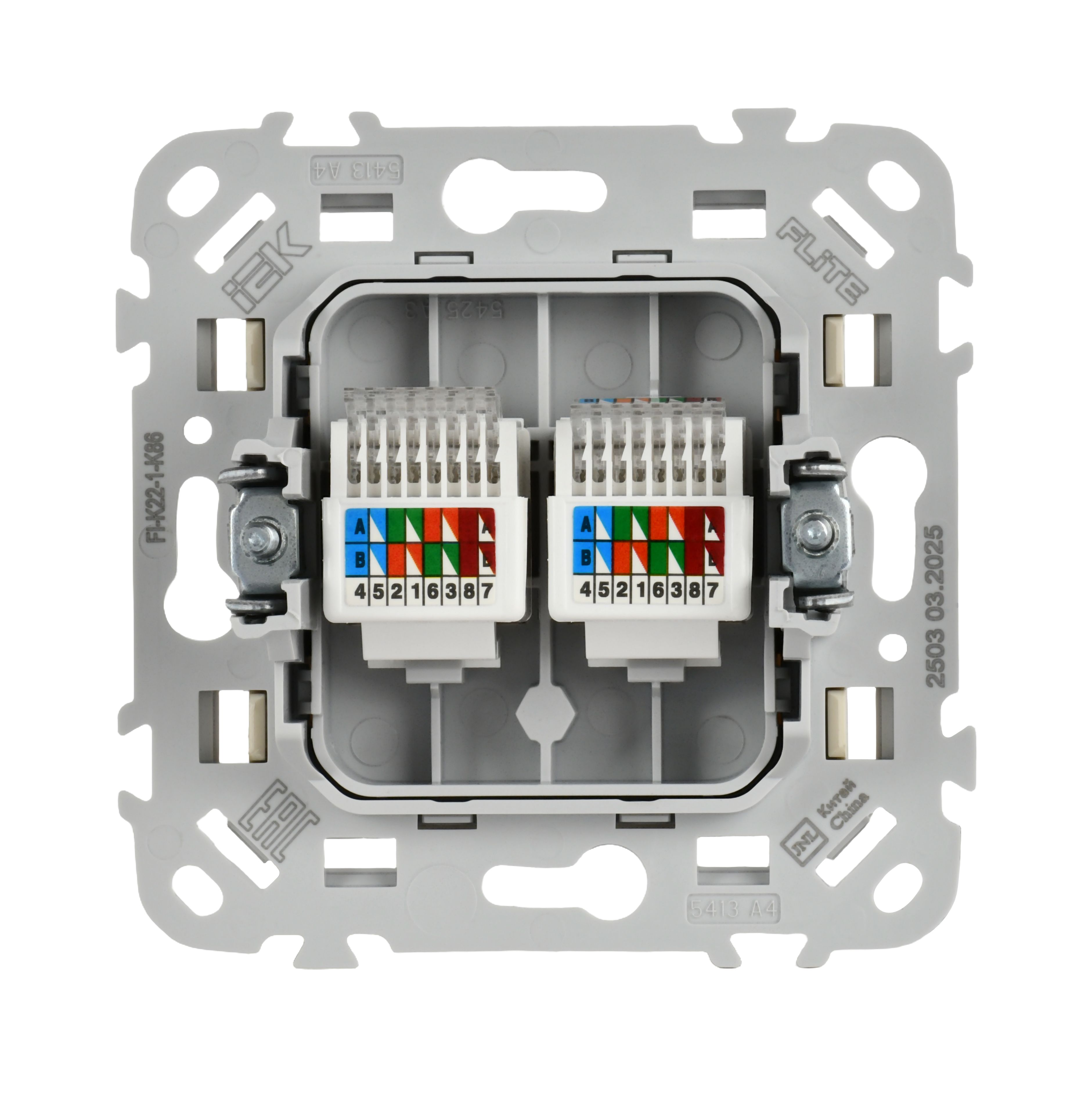 FLITE Розетка 2-местная компьютерная RJ45 категория 5Е UTP РК5е-2-0-ФлСл сливочный IEK — фото
