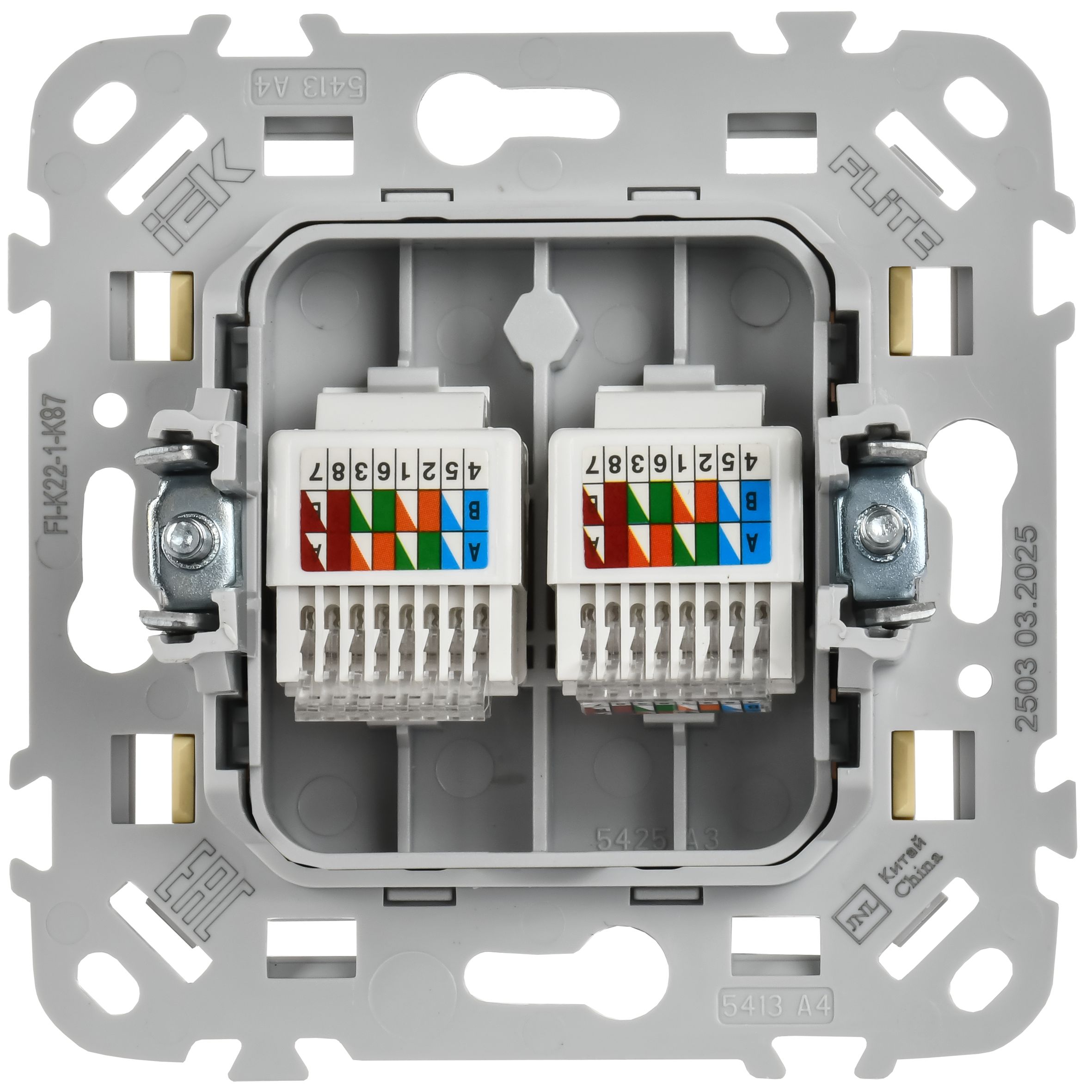 FLITE Розетка 2-местная компьютерная RJ45 категория 5Е UTP РК5е-2-0-ФлН навахо IEK — фото