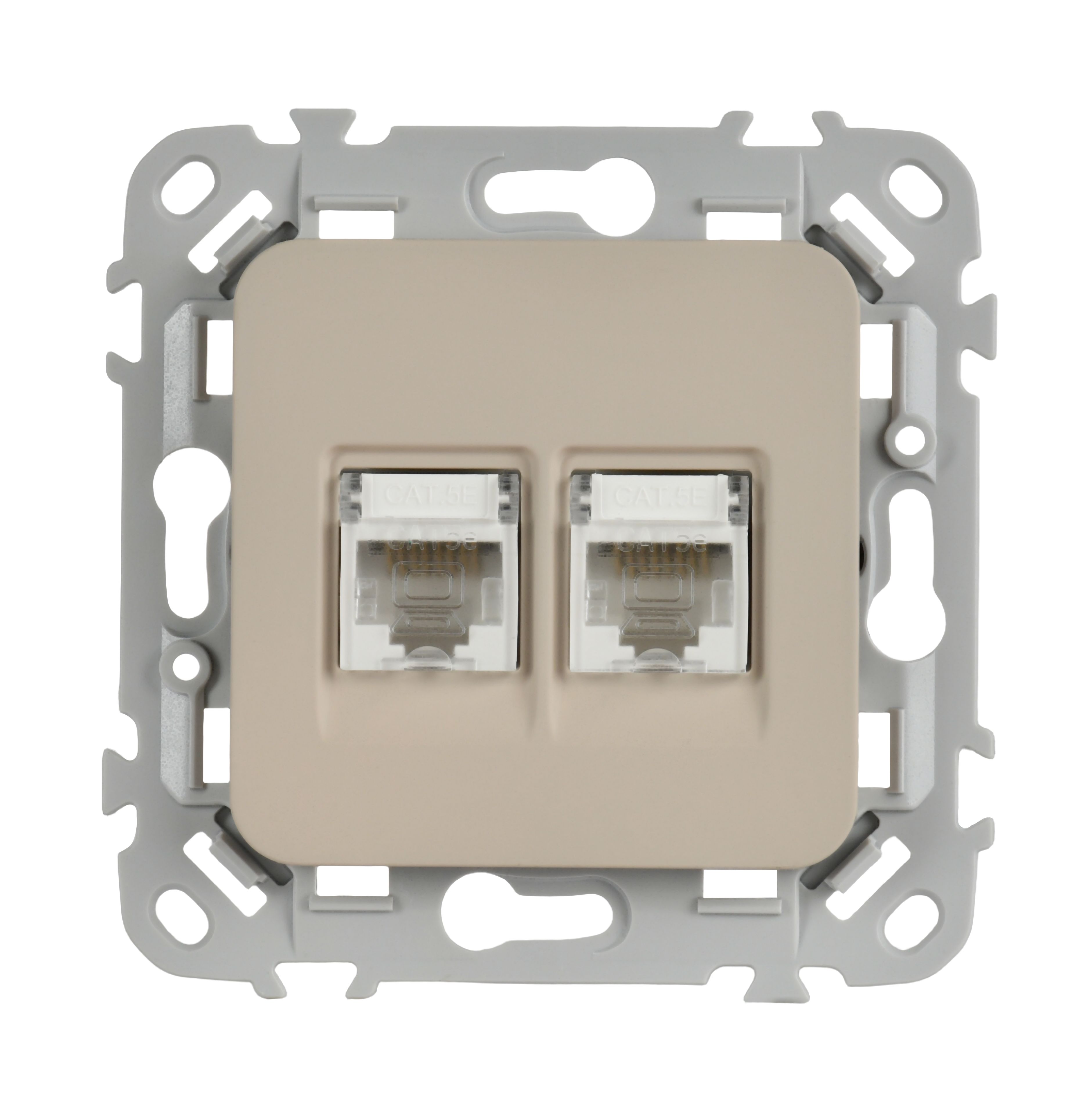 FLITE Розетка 2-местная компьютерная RJ45 категория 5Е UTP РК5е-2-0-ФлЛ льняной IEK — фото