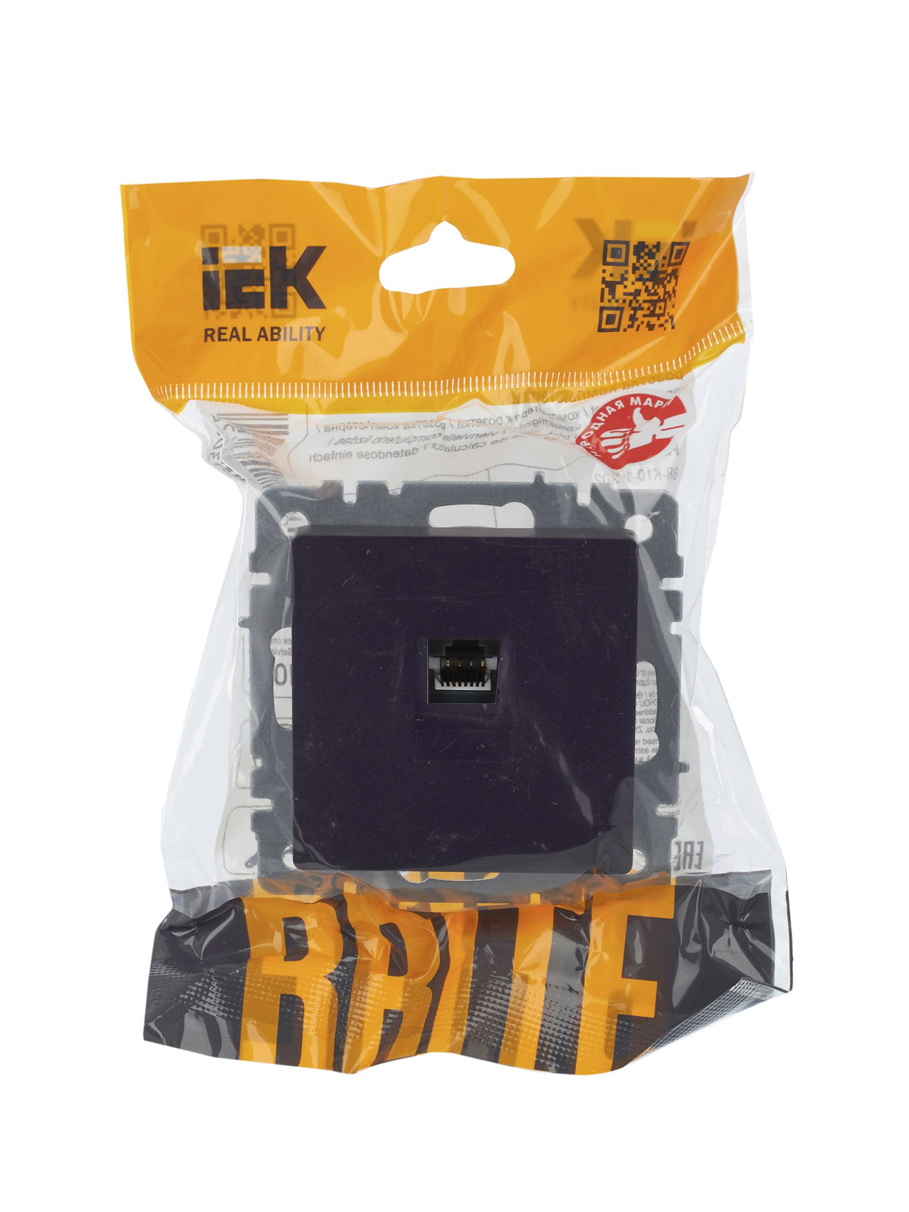 BRITE Розетка компьютерная RJ45 кат.5E РК10-БрЧ черный IEK — фото