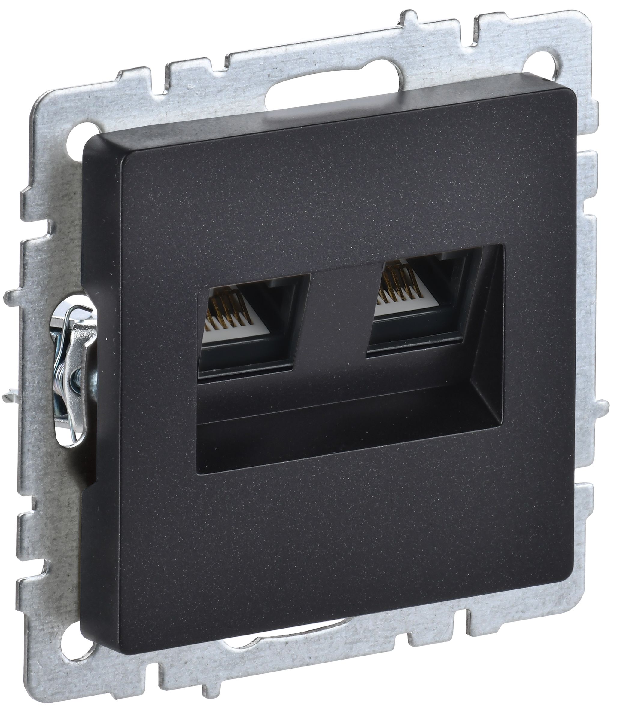 BRITE Розетка двойная RJ11+RJ45 кат.5E РК/Т12-БрЧ черный IEK — фото