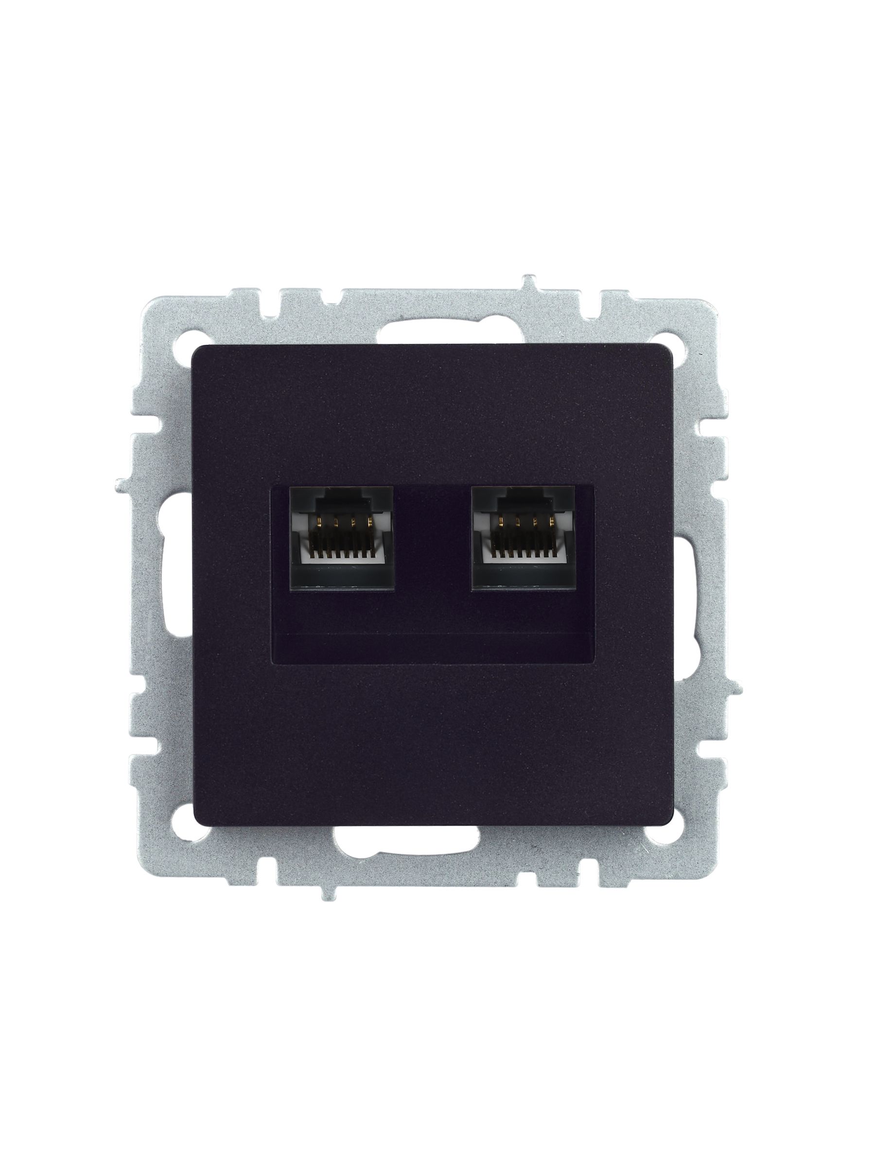BRITE Розетка двойная RJ11+RJ45 кат.5E РК/Т12-БрЧ черный IEK — фото