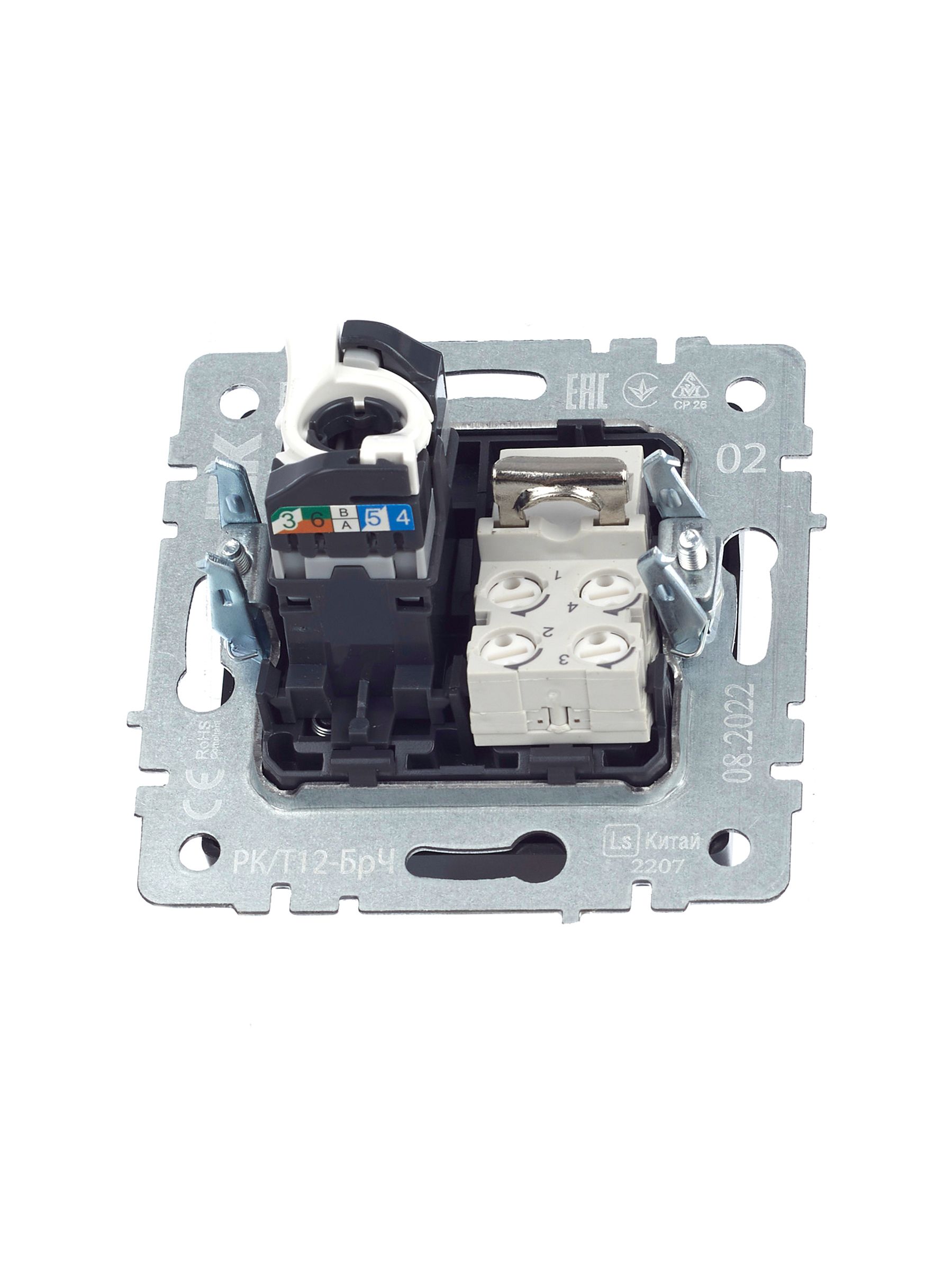 BRITE Розетка двойная RJ11+RJ45 кат.5E РК/Т12-БрЧ черный IEK — фото