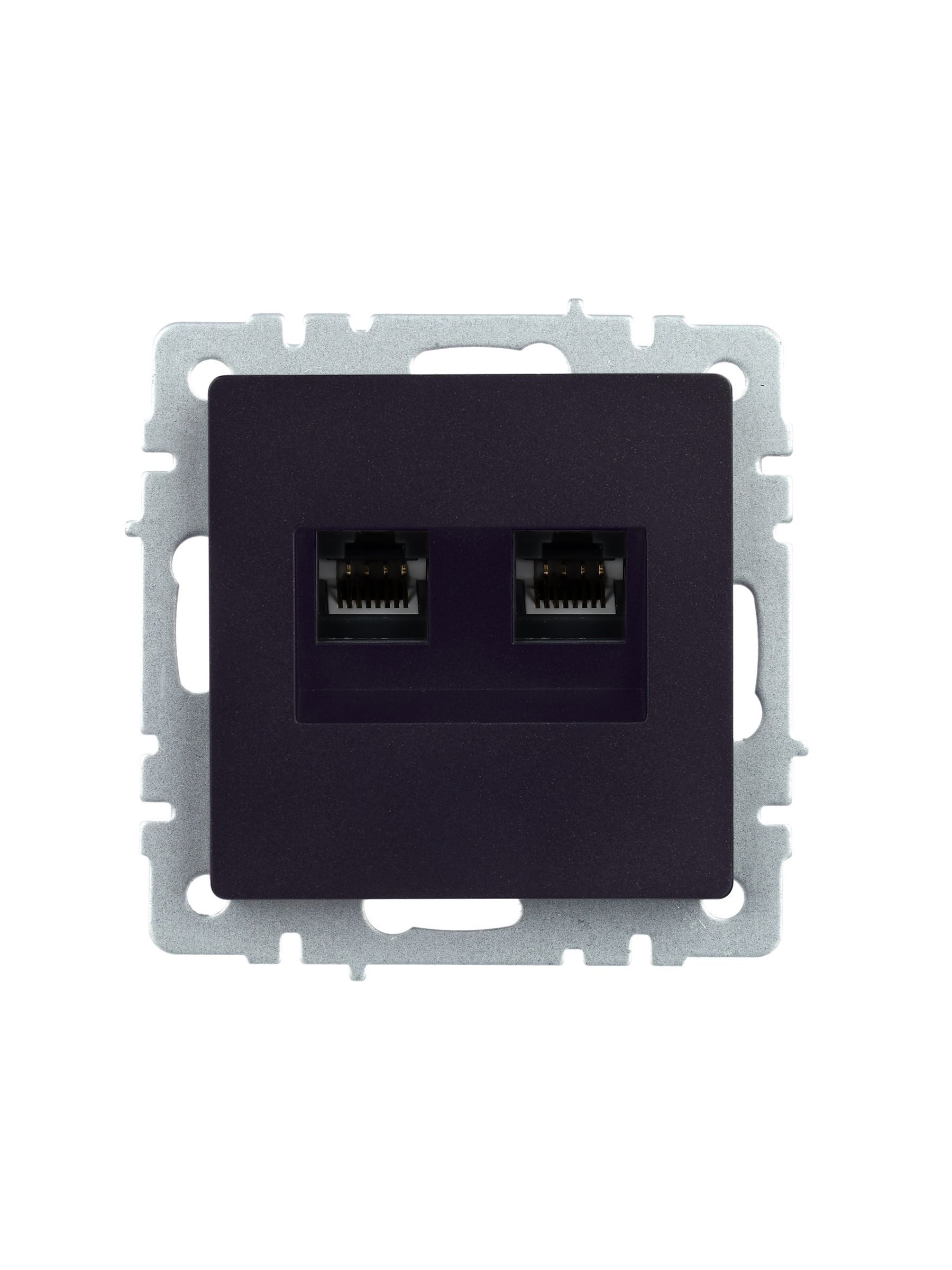 BRITE Розетка компьютерная двойная RJ45 кат.5E РК10-2-БрЧ черный IEK — фото