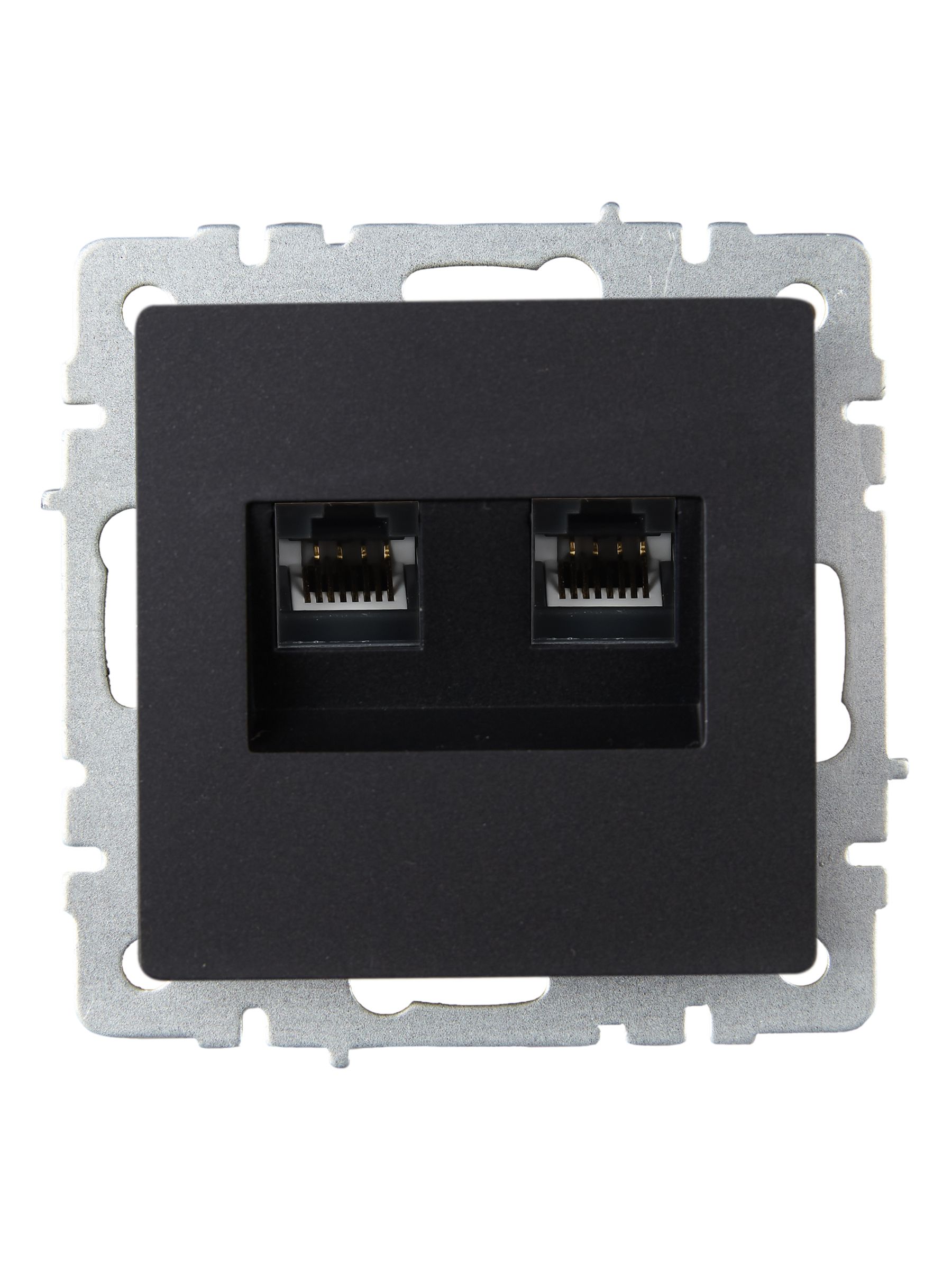 BRITE Розетка компьютерная двойная RJ45 кат.6 РК11-2-БрЧ черный IEK — фото