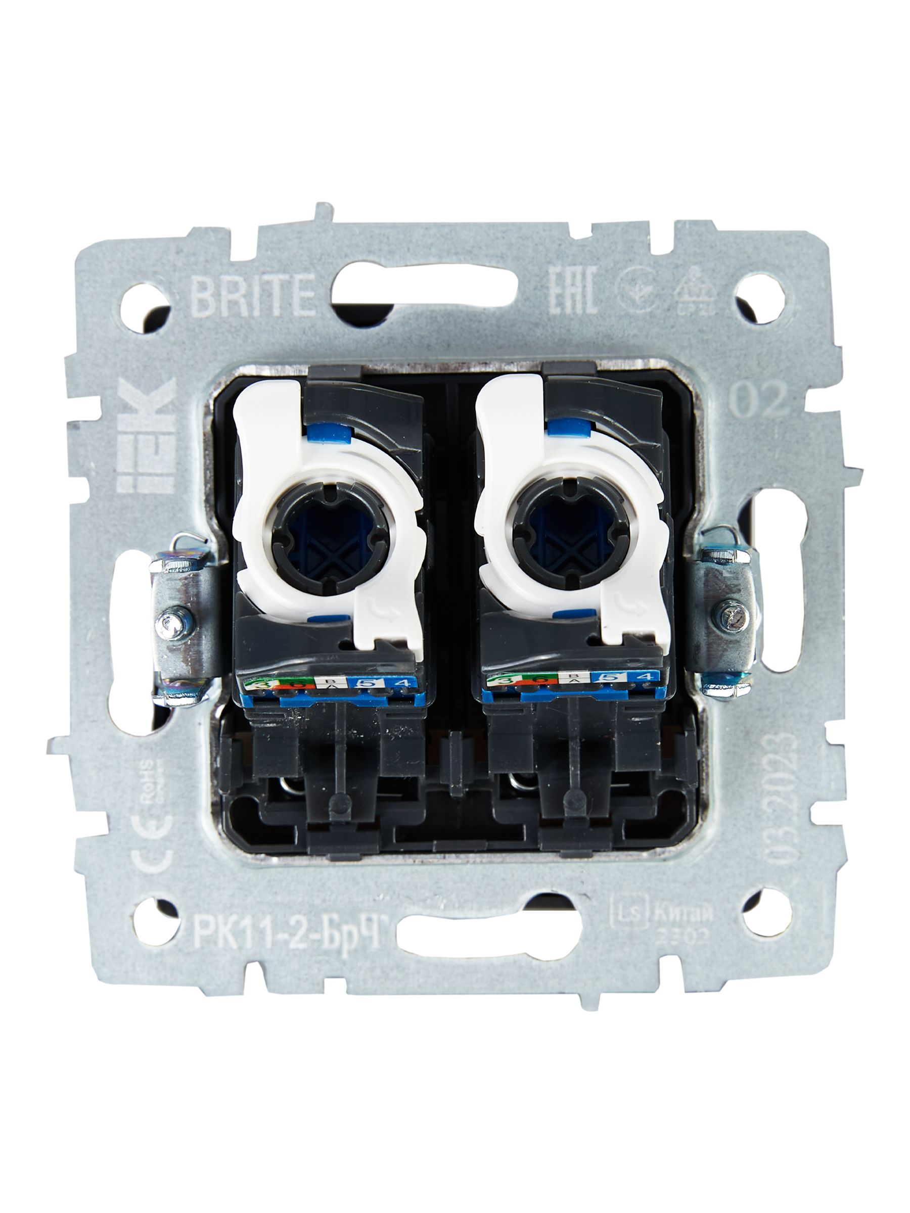 BRITE Розетка компьютерная двойная RJ45 кат.6 РК11-2-БрЧ черный IEK — фото