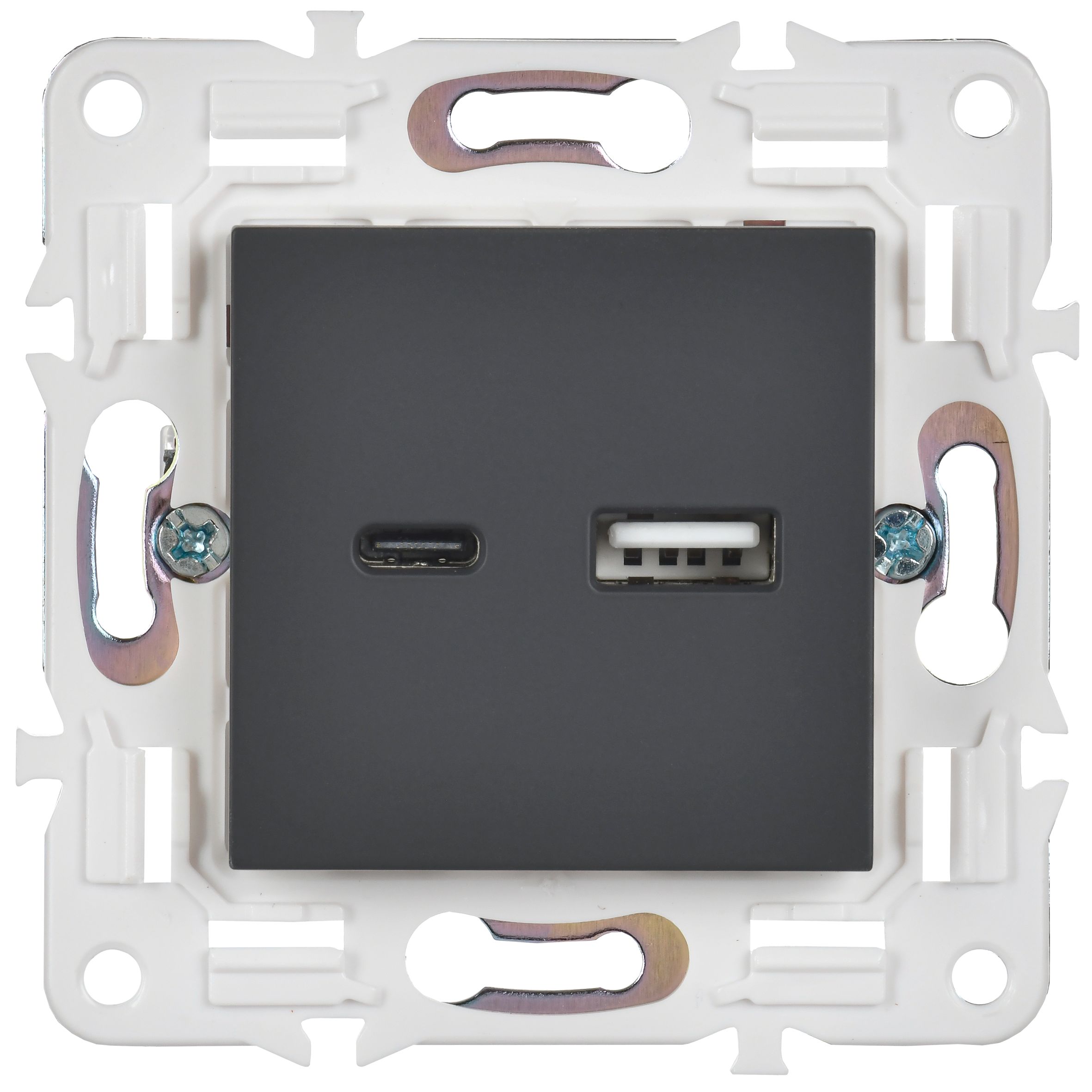 SKANDY Розетка USB A+C 18Вт SK-R13G графит IEK — фото