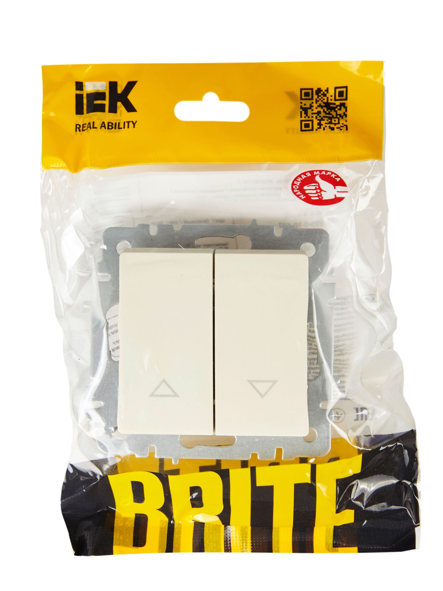 BRITE Выключатель жалюзи 10А ВС10-1-5-БрКр бежевый IEK — фото