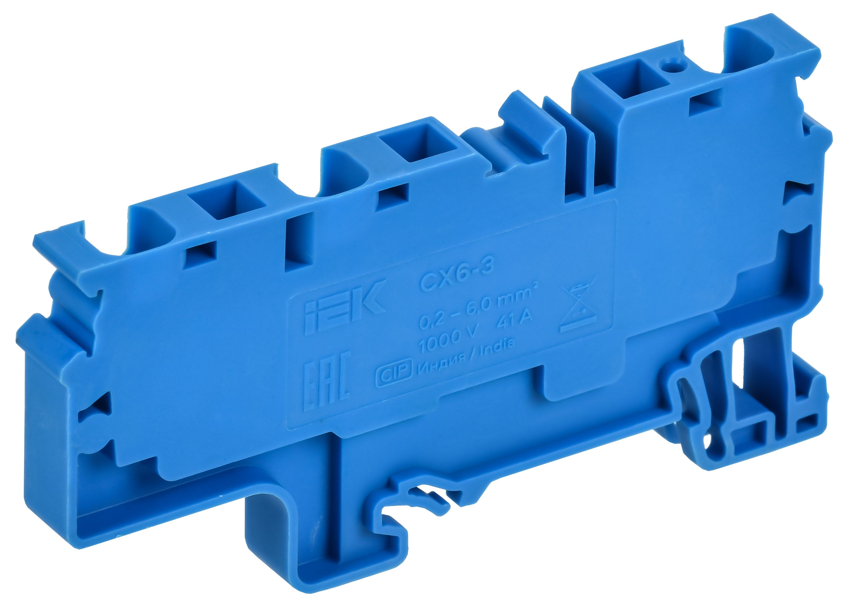 ARMAFIX Клемма пружинная CX6-3 BU 6мм2 трехконтактная синяя IEK — фото