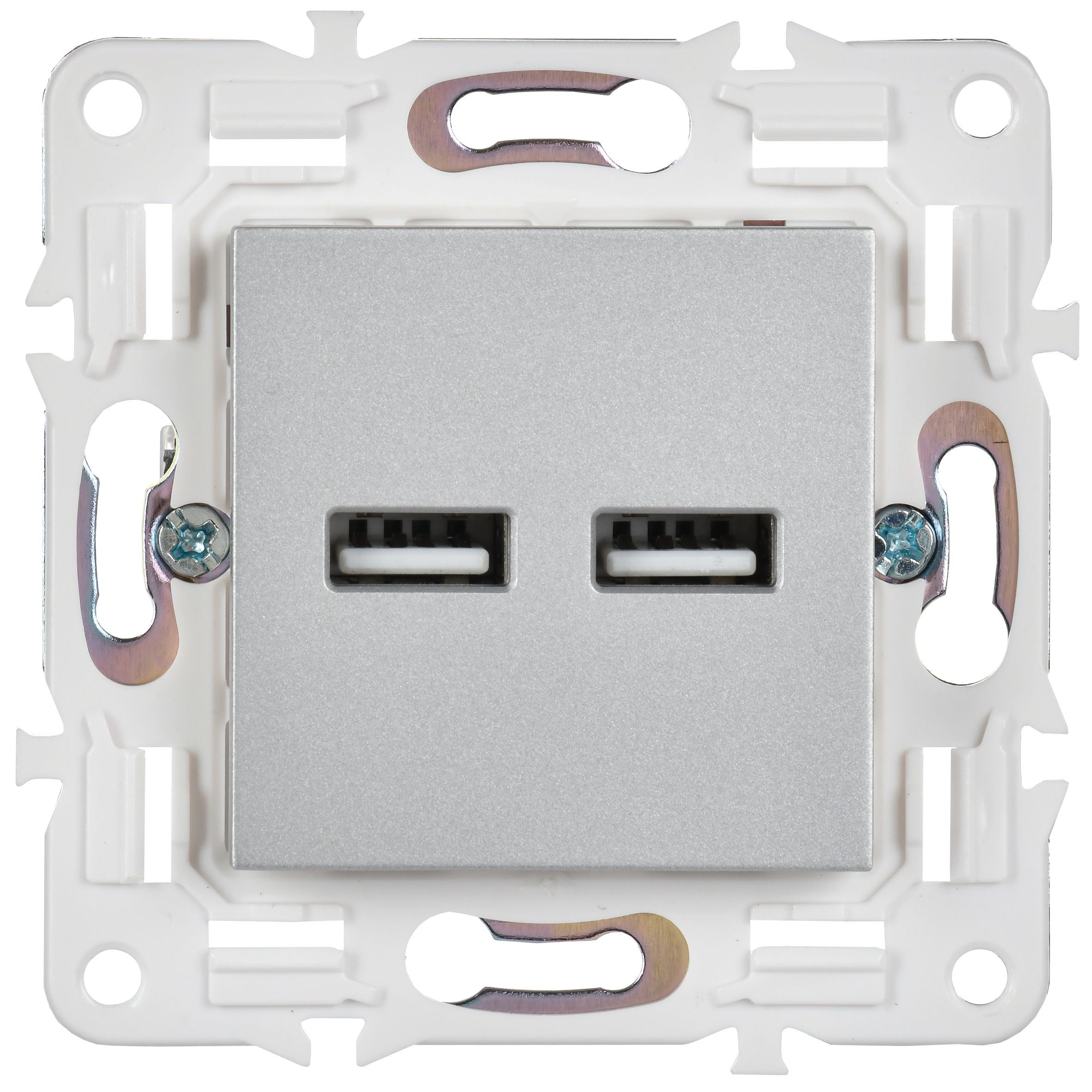 SKANDY Розетка USB A+A 3,1А SK-R15S серебряный IEK — фото