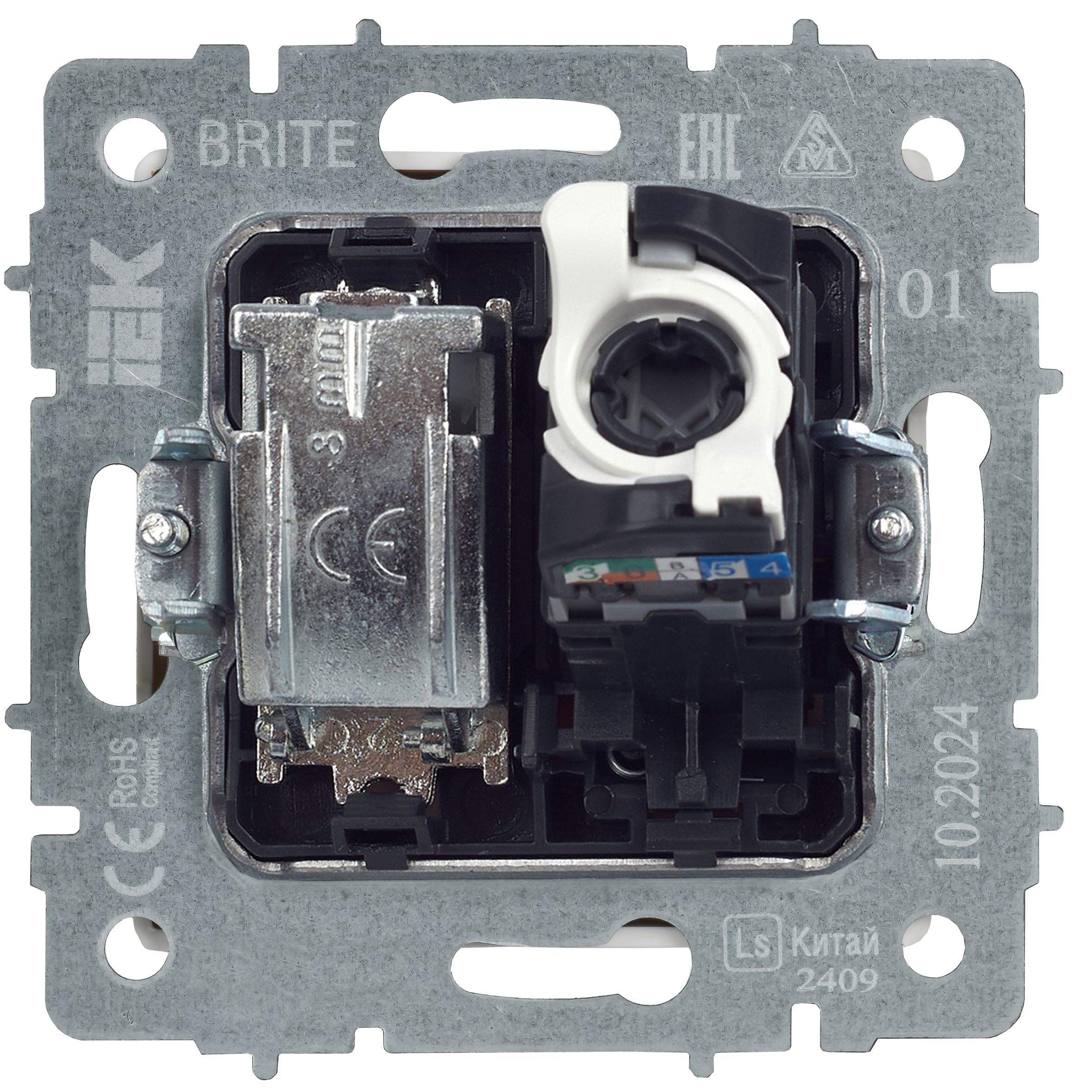 BRITE Розетка двойная TV+RJ45 кат.5E РТВ/РК12-БрЧ черный IEK — фото