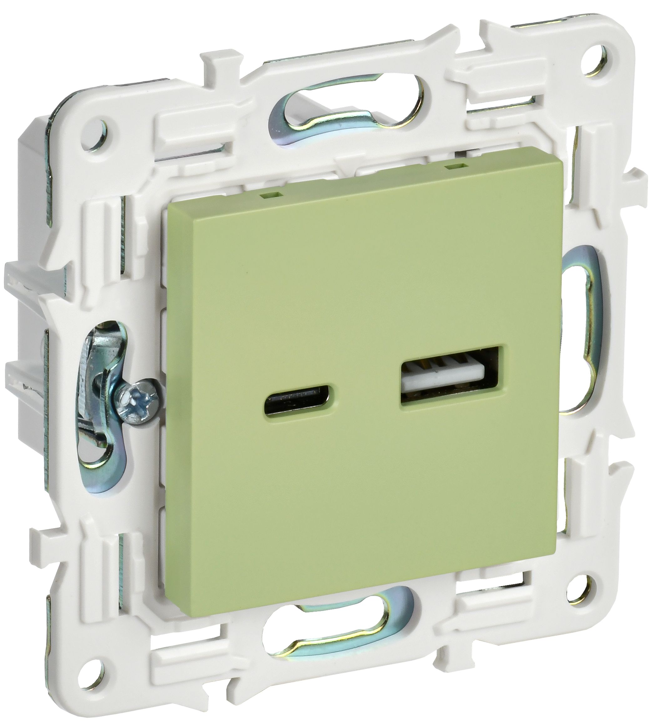 SKANDY Розетка USB A+C 3,1А SK-R14G мятный IEK — фото