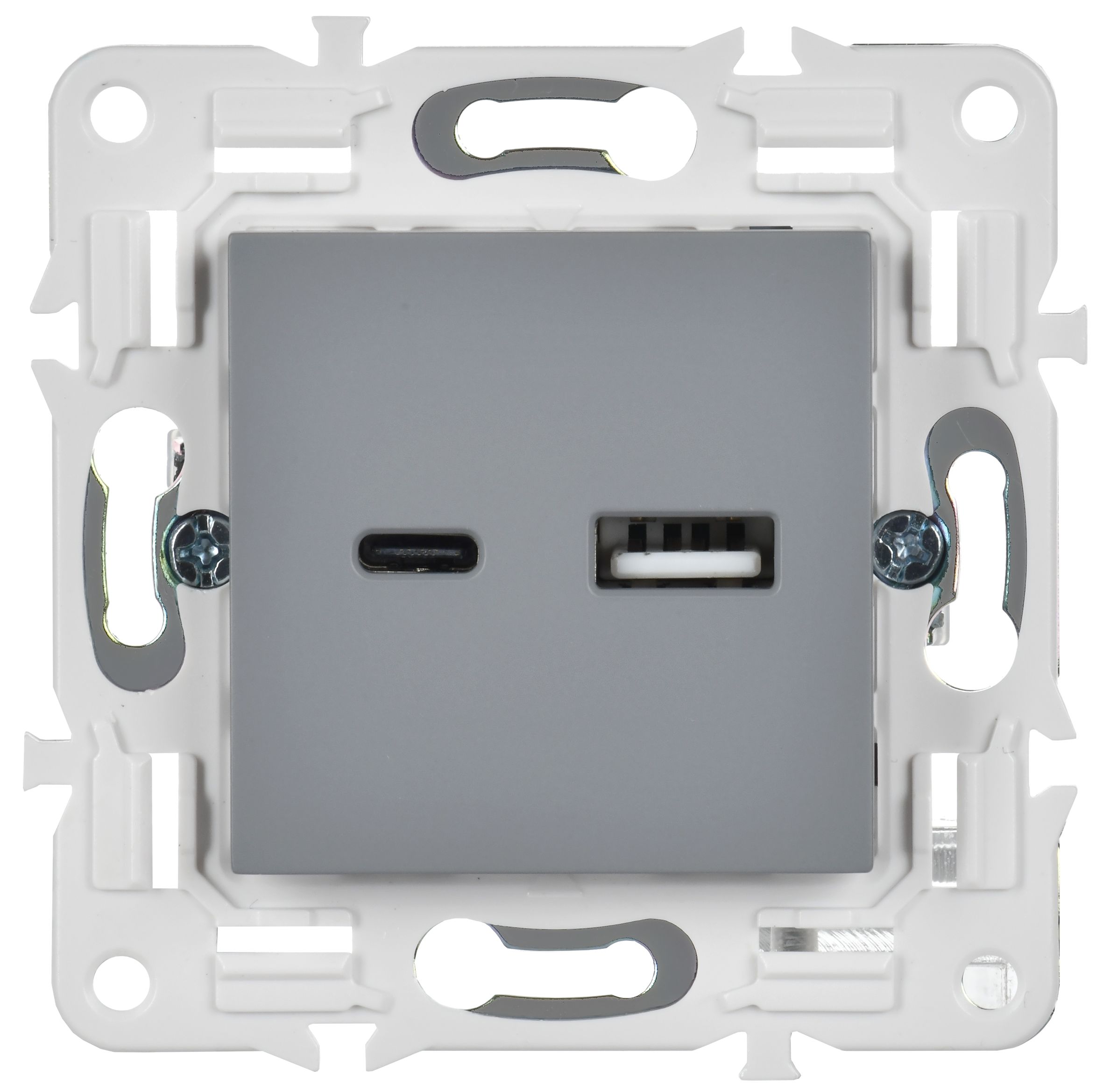 SKANDY Розетка USB A+C 3,1А SK-R14Gr серый IEK — фото