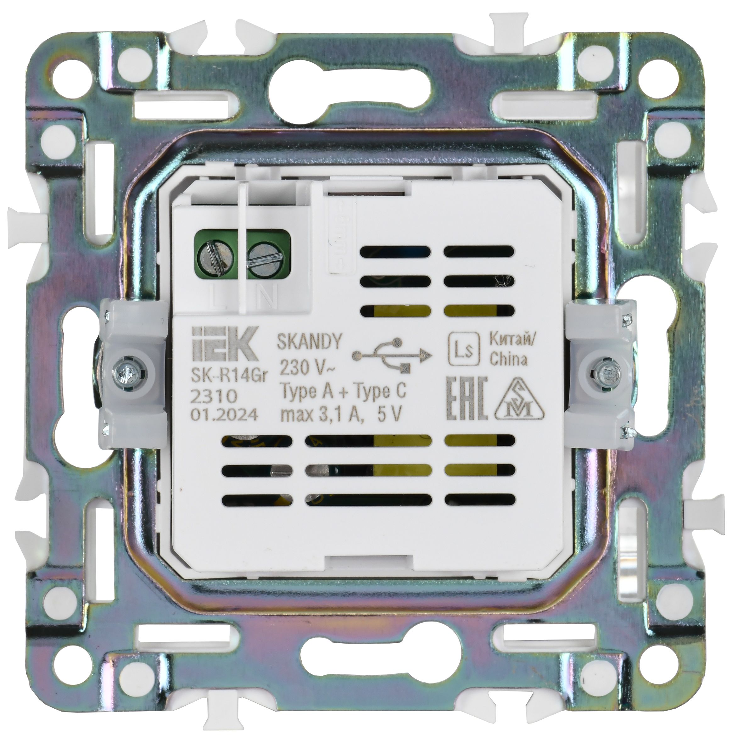 SKANDY Розетка USB A+C 3,1А SK-R14Gr серый IEK — фото
