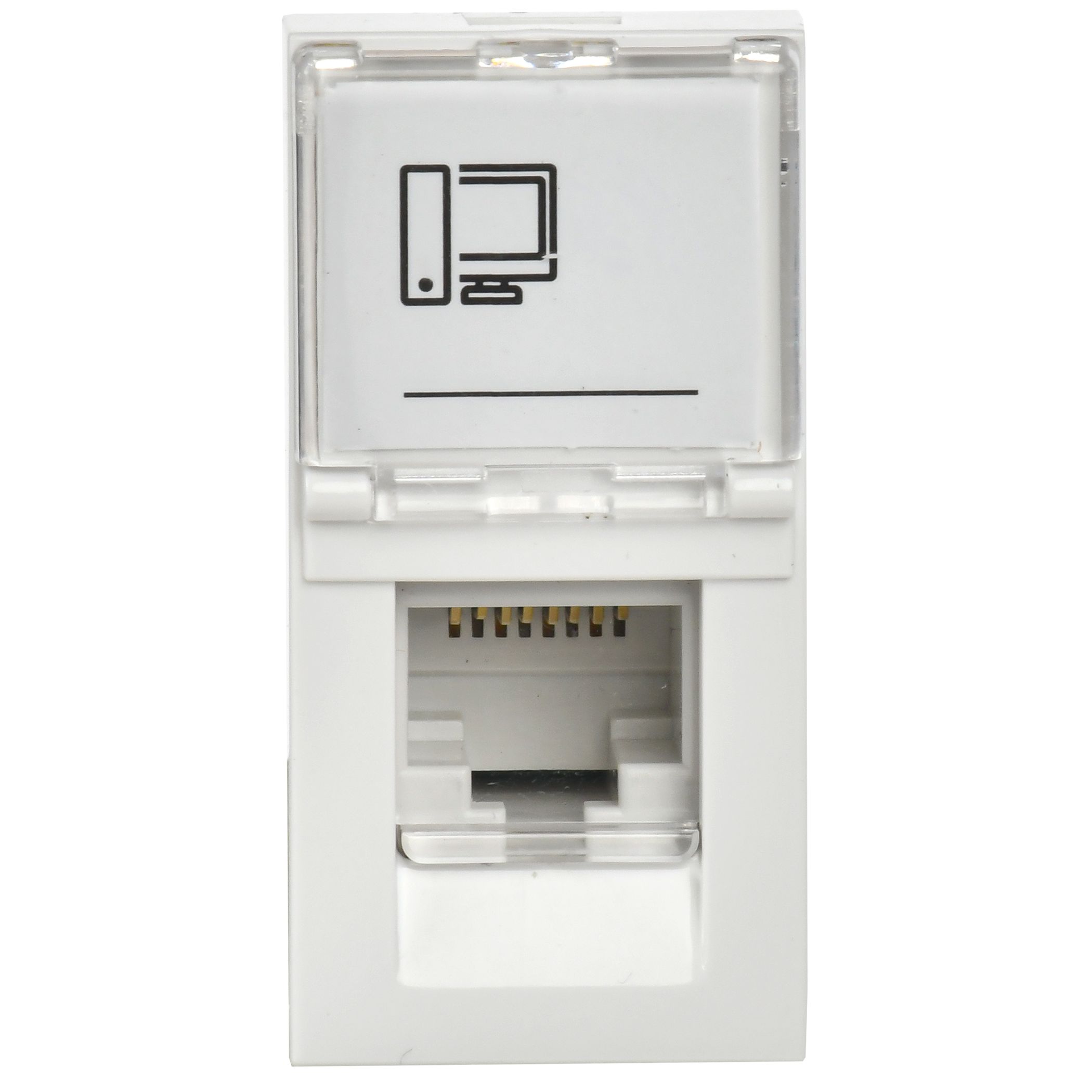 Розетка компьютерная РКИ-10-00-П RJ-45 UTP кат.5e (на 1 модуль) ПРАЙМЕР белая IEK — фото